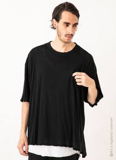 五分袖 天竺ポケットカットソー PKT 5 SLEEVE TEE - BLACK