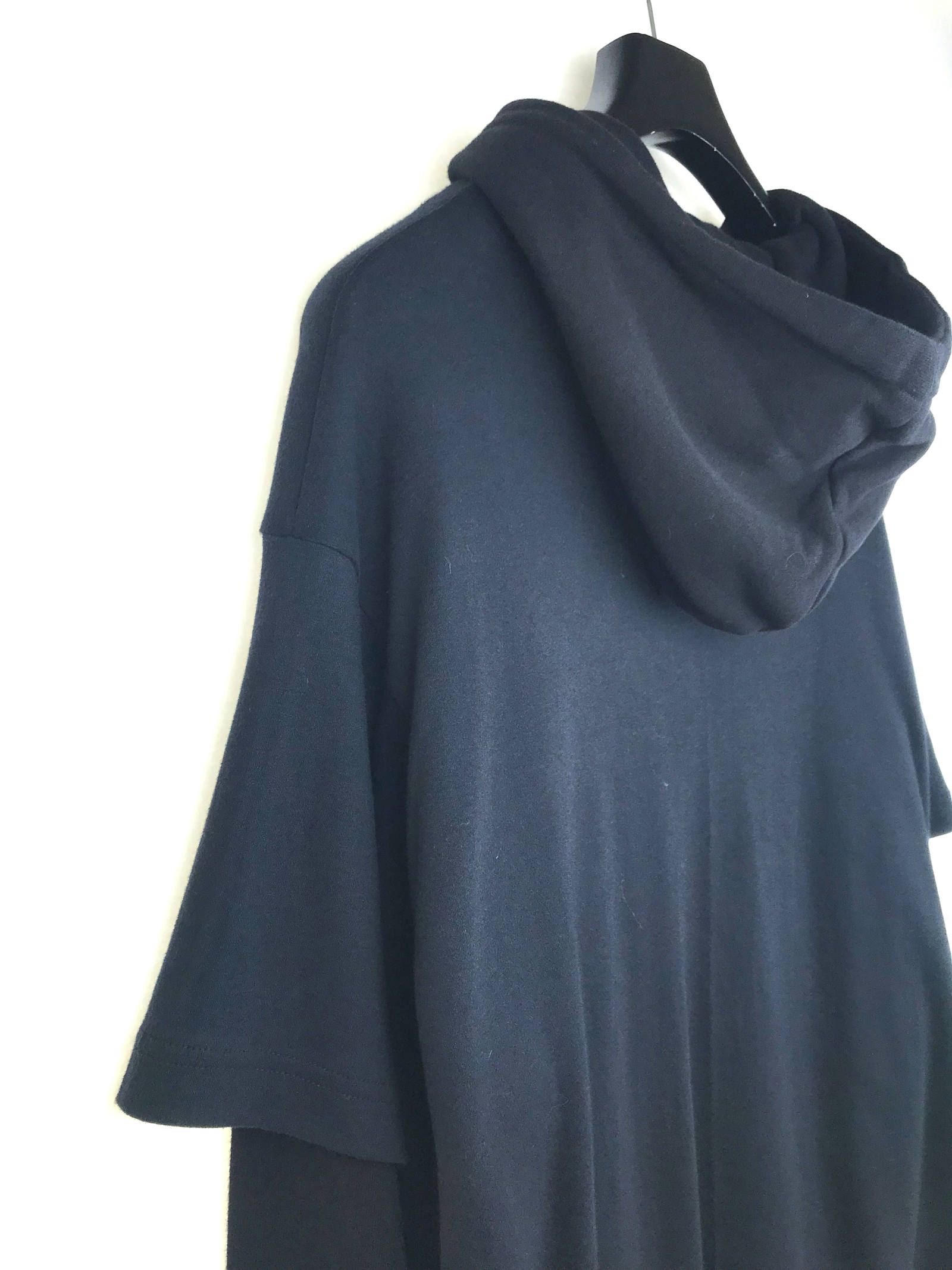 《残り一点》 【宮川大輔着用】 ウルフグラフィック カットソーレイヤードパーカー HOODIE - BLACK