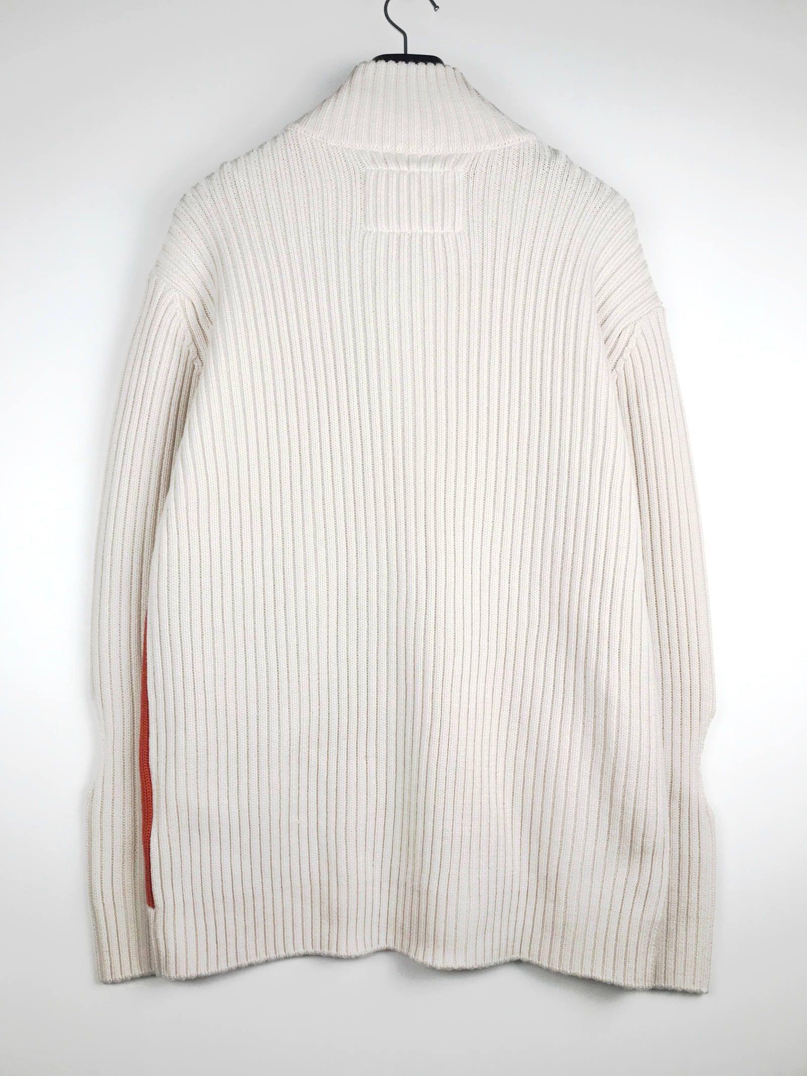 《残り一点》 カラー切替 アシンメトリーハイネックジップアップニット ZIPPED CASHWOOL JUMPER - CREAM CREA