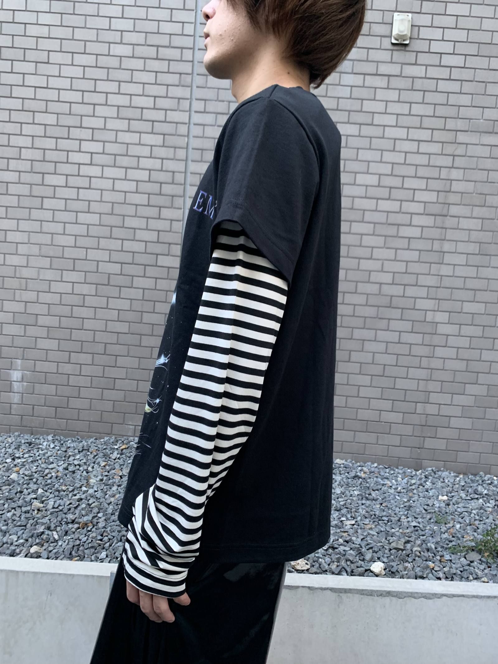 《各カラー残り一点》 ペガサス グラフィック フェイクレイヤードカットソー LONG SLEEVE WINTER TSHIRT - BLACK × WHITE
