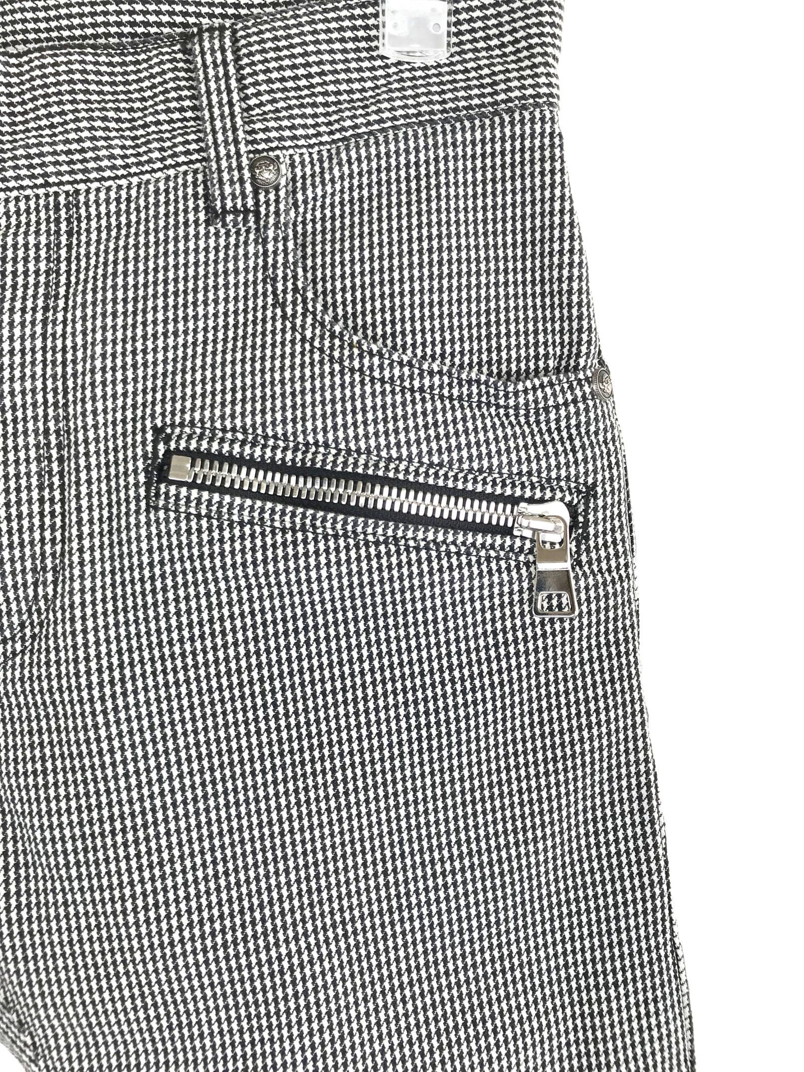 BALMAIN - 千鳥柄 バイカーデザイン コットンチノパンツ - BLACK
