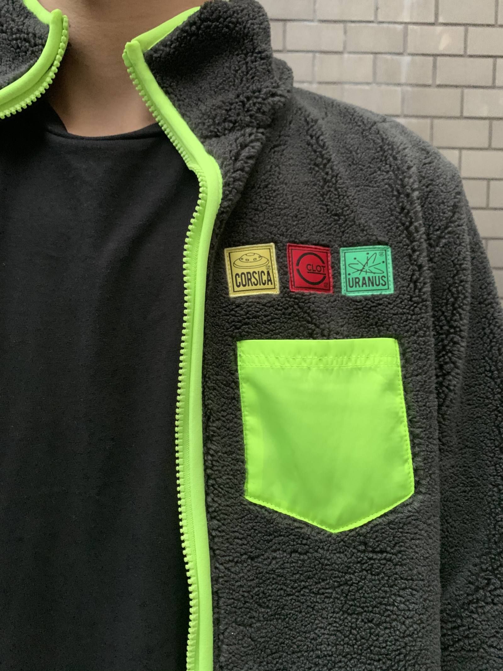 《残り一点》 ワッペン装飾 ジップアップ フリースジャケット FLEECE JACKET - GREY
