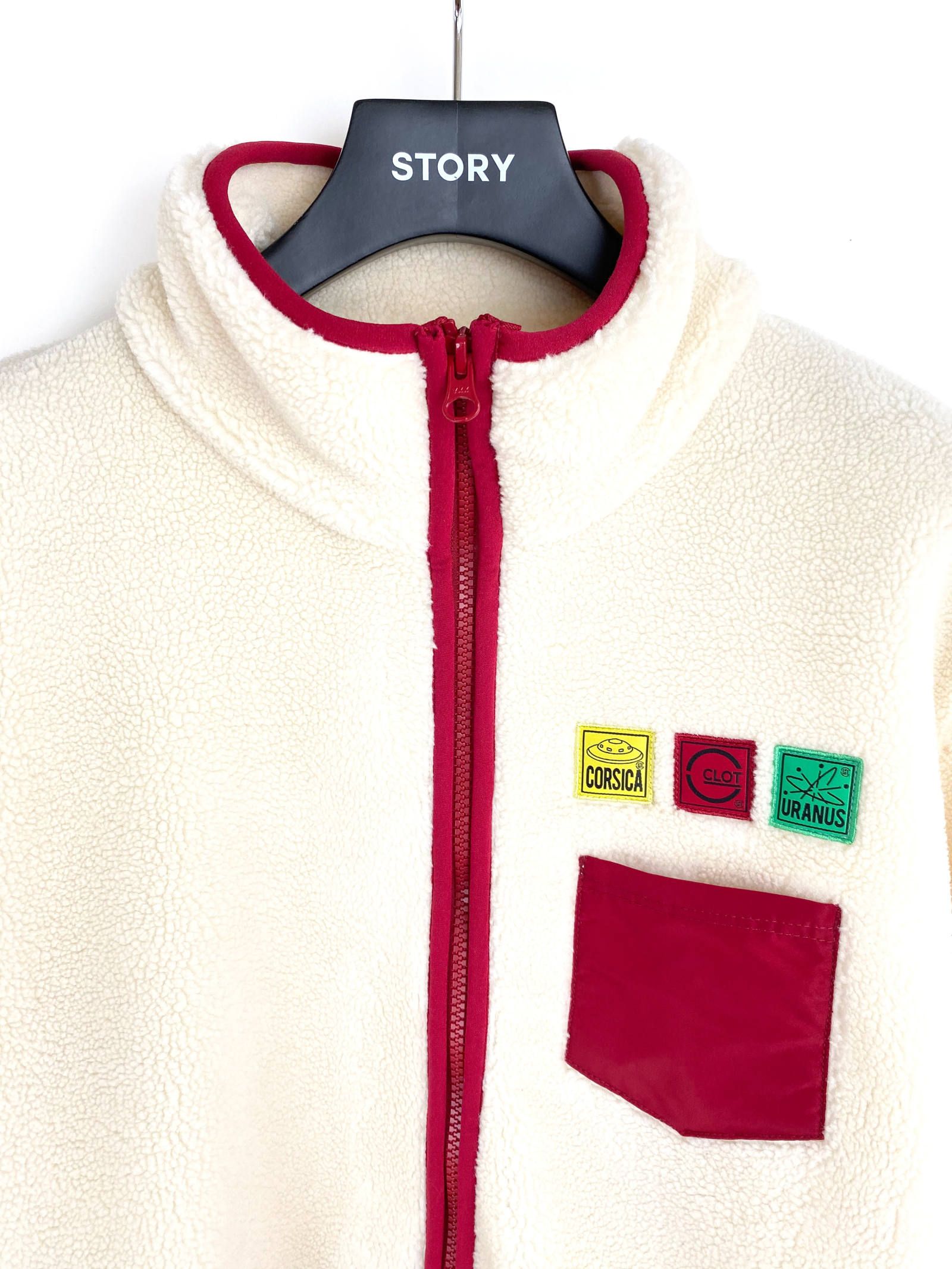 ワッペン装飾 ジップアップ フリースジャケット FLEECE JACKET - CREAM