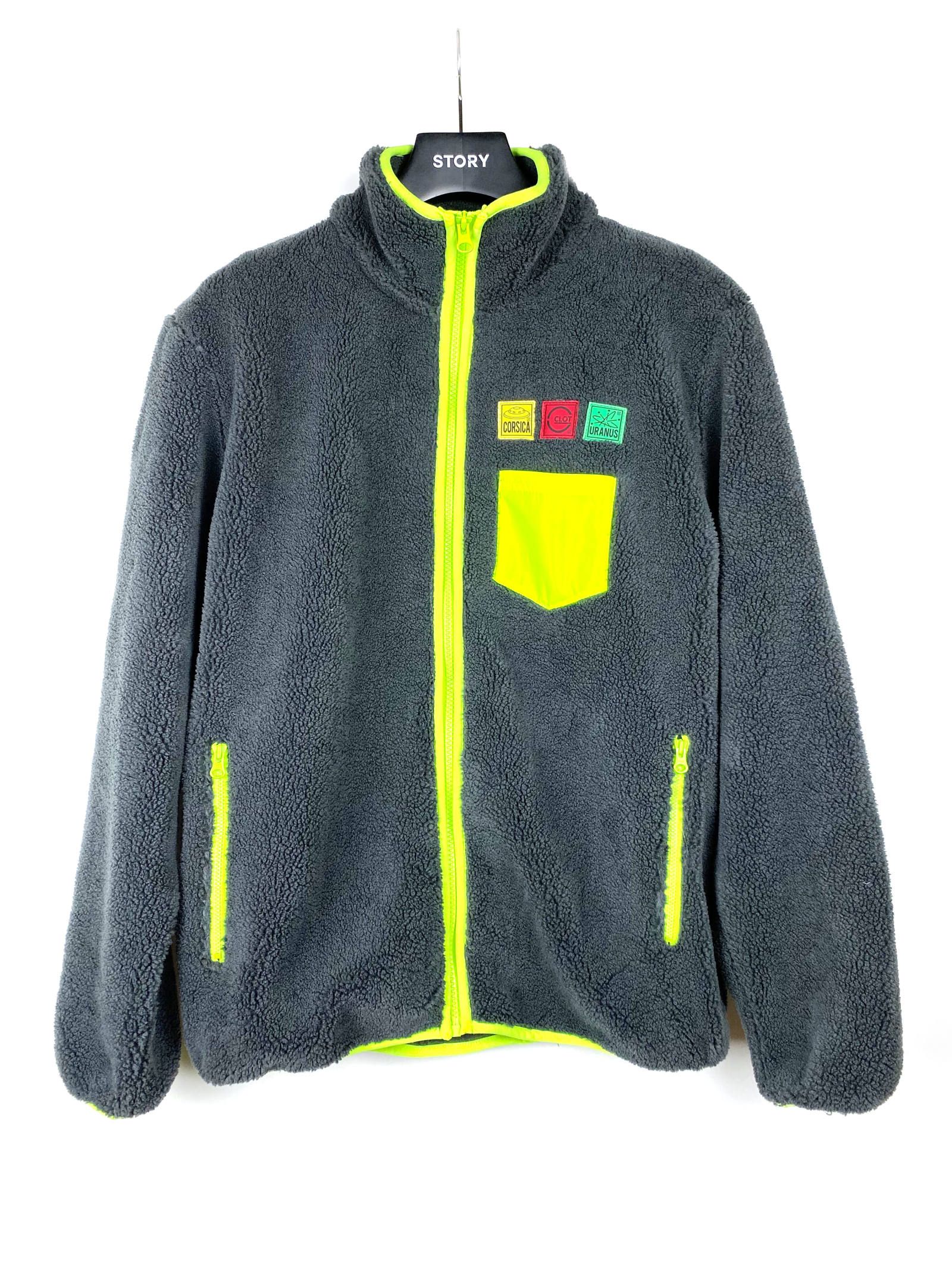 《残り一点》 ワッペン装飾 ジップアップ フリースジャケット FLEECE JACKET - GREY