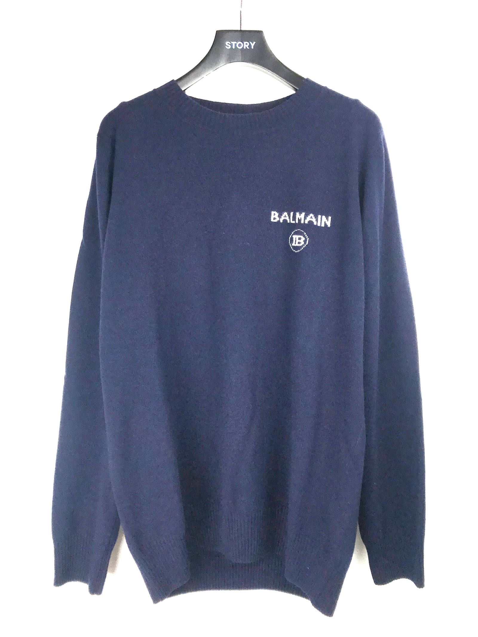 スモールロゴ カシミア クルーネックニット - NAVY