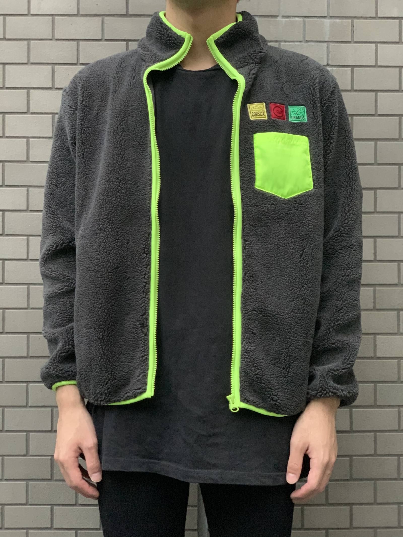《残り一点》 ワッペン装飾 ジップアップ フリースジャケット FLEECE JACKET - GREY