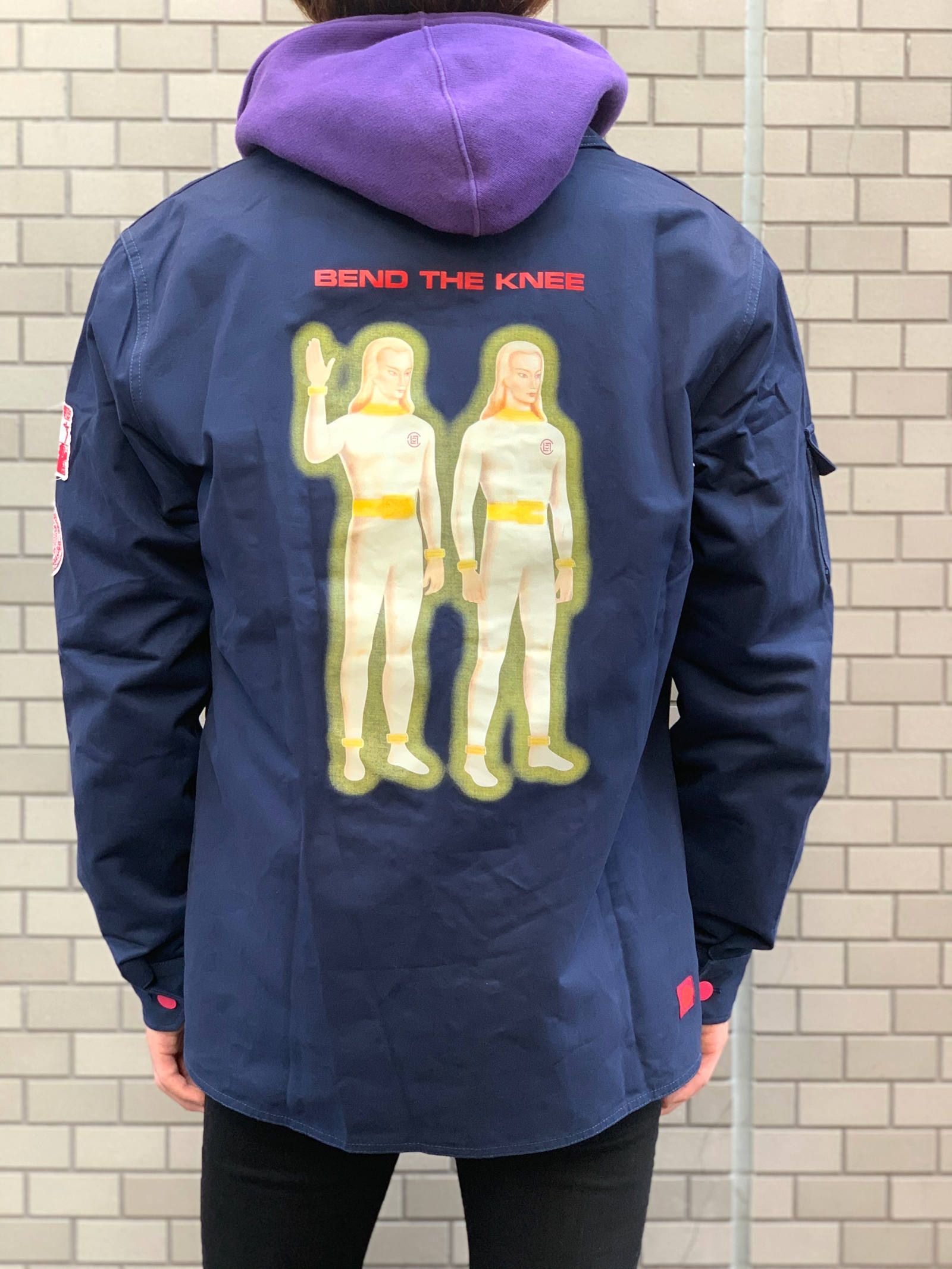 【残り一点】 バックプリント パッチ装飾カバーオール ジャケット APPLIQUE CHORE JACKET - NAVY