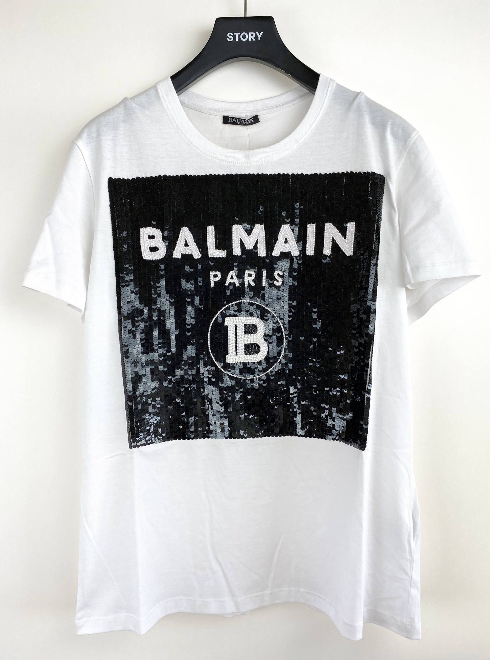 BALMAIN - Bロゴ スパンコール カットソー T-SHIRTS SEAQUINS NEW-LOGO - WHITE | STORY