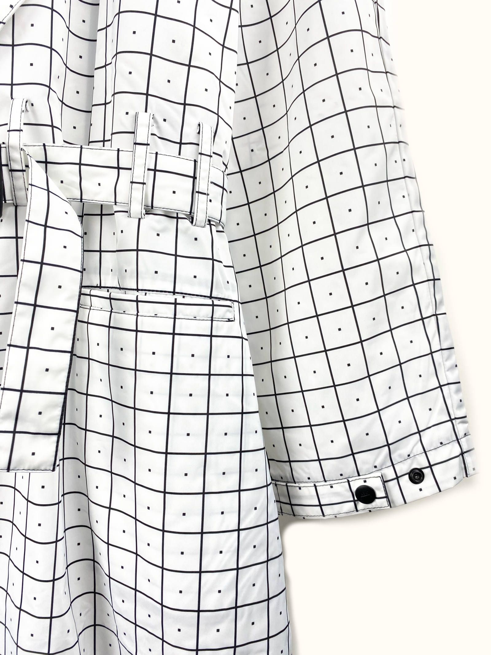 ウィンドウペンチェック ナイロン トレンチコート GRID TRENCH - WHITE