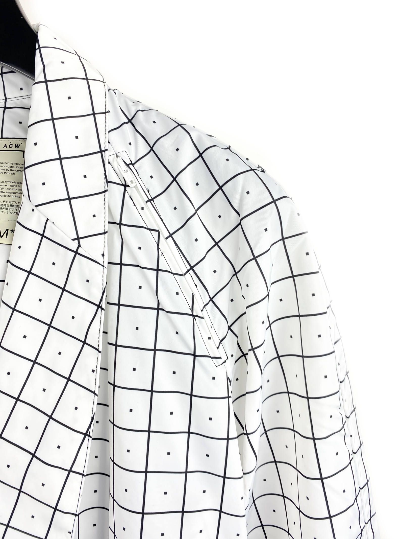 ウィンドウペンチェック ナイロン トレンチコート GRID TRENCH - WHITE