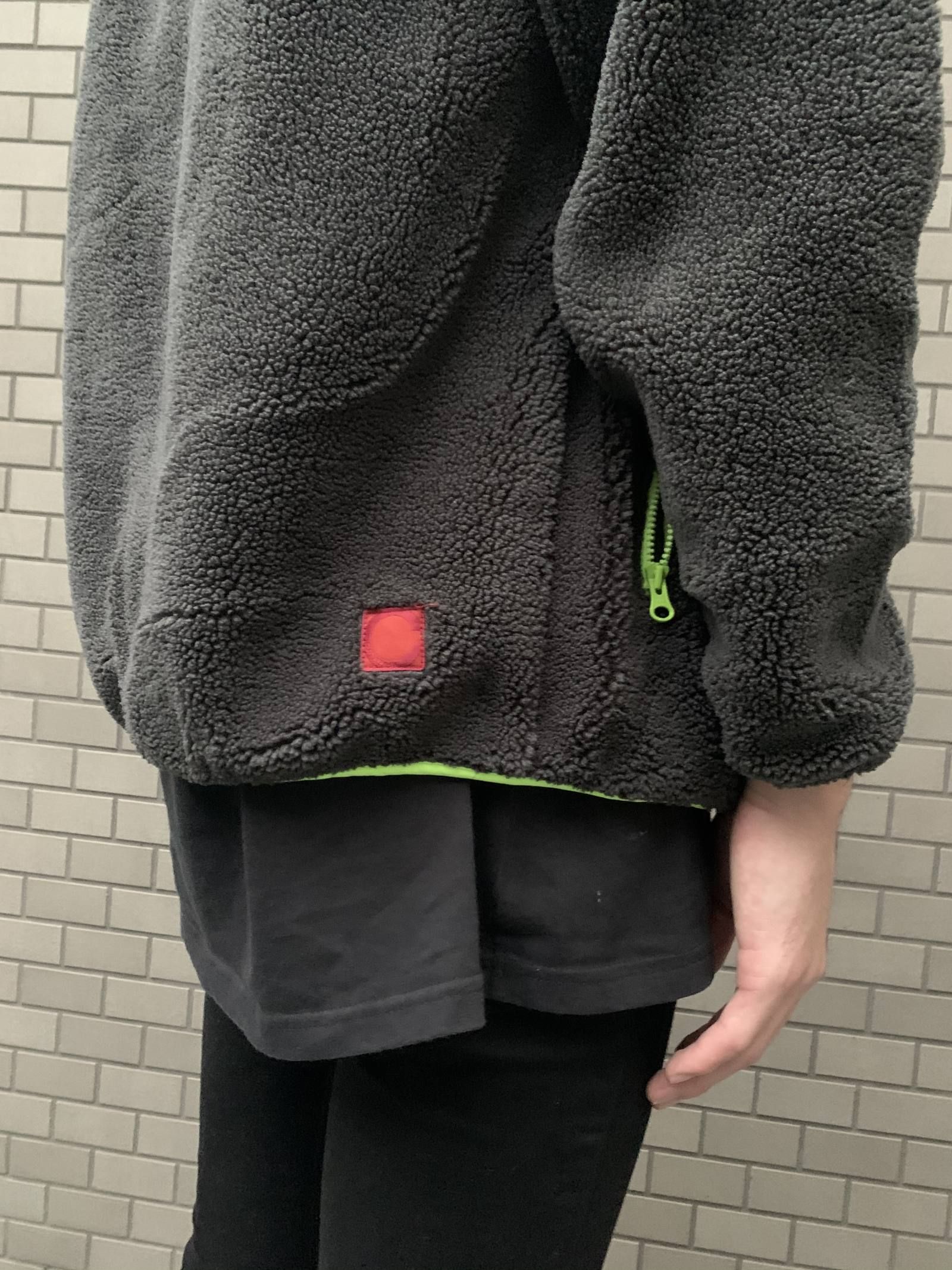 《残り一点》 ワッペン装飾 ジップアップ フリースジャケット FLEECE JACKET - GREY