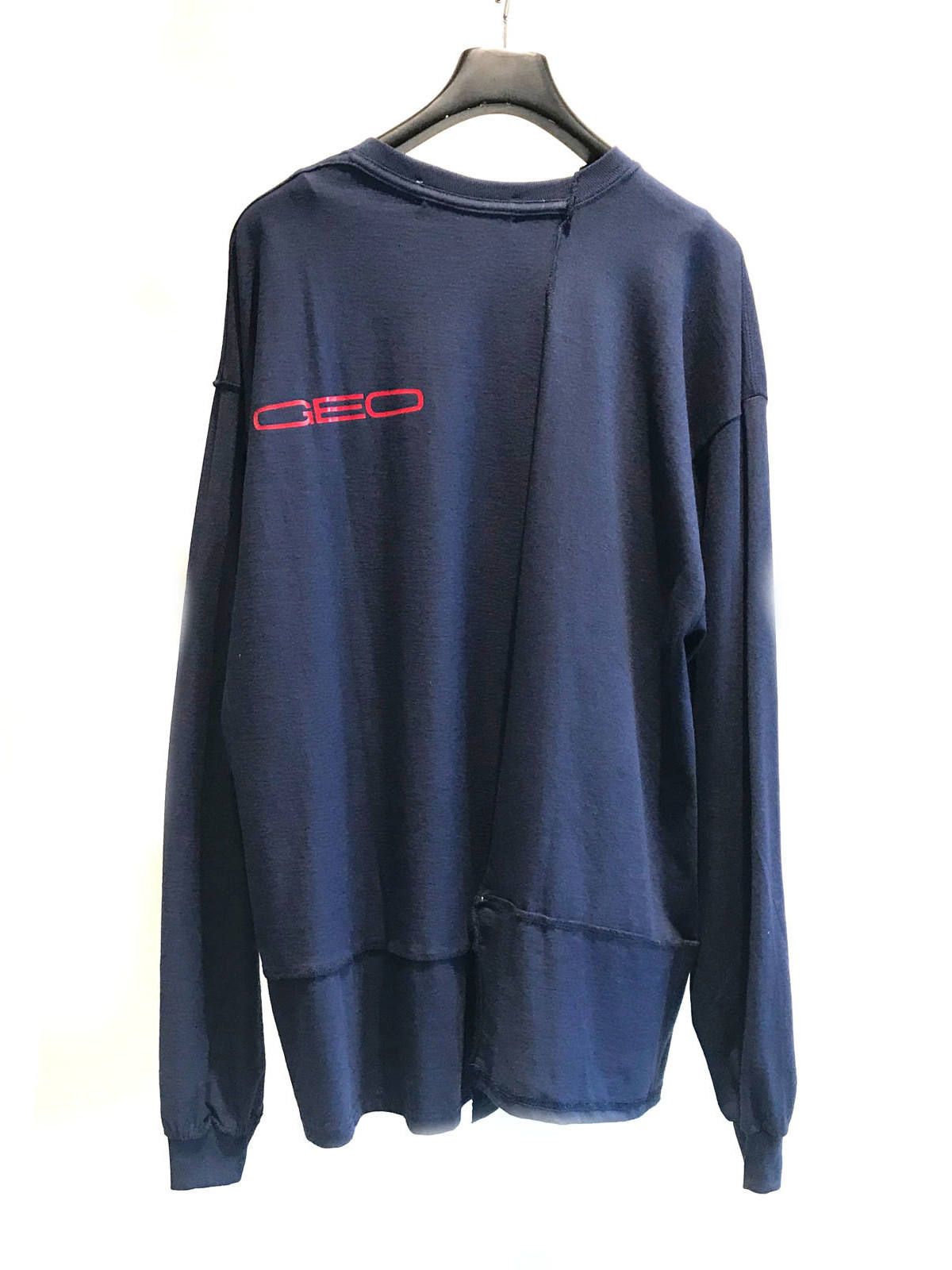 【残り一点】 切替 サークルプリント 長袖カットソー - NAVY
