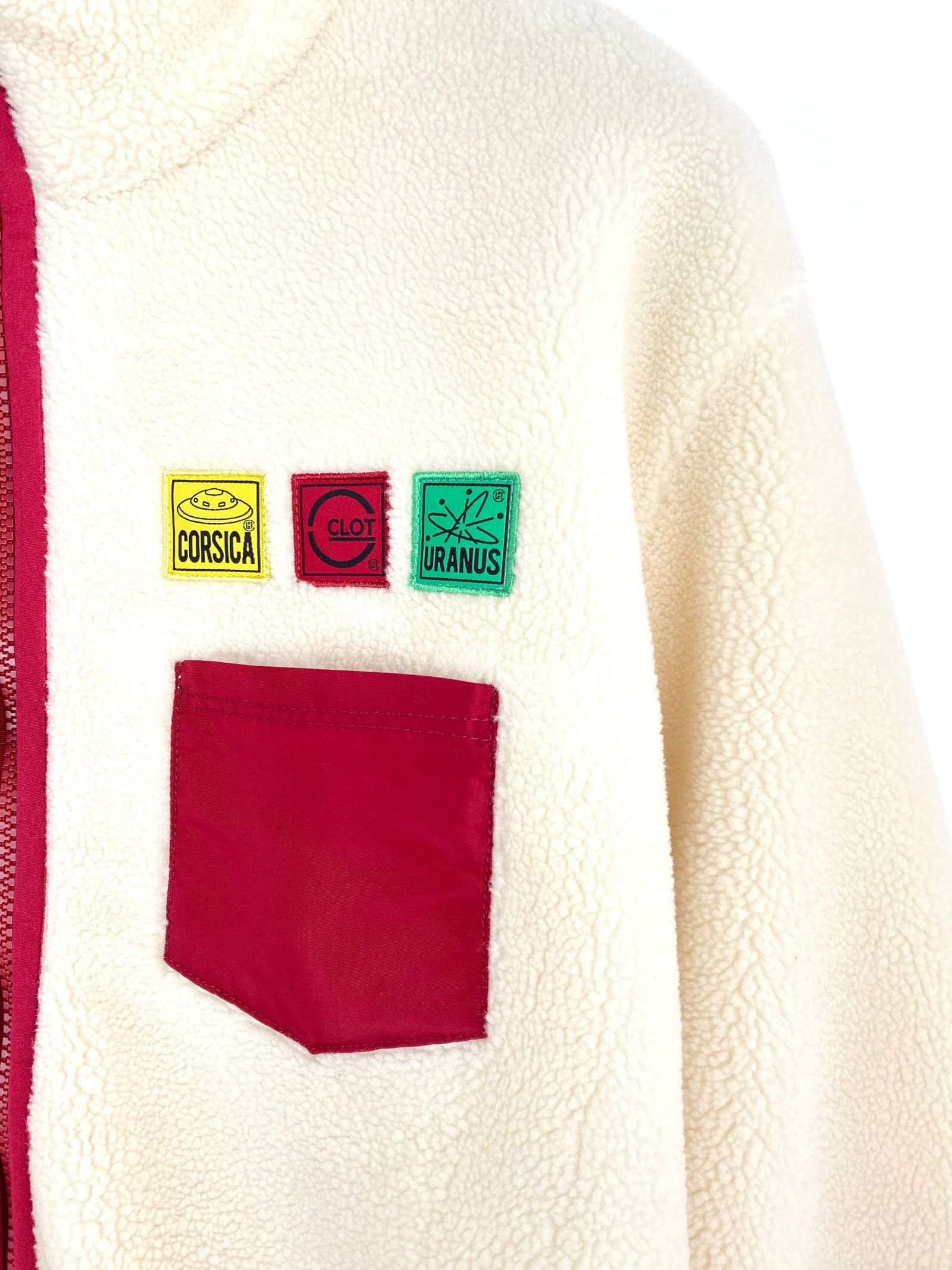 ワッペン装飾 ジップアップ フリースジャケット FLEECE JACKET - CREAM