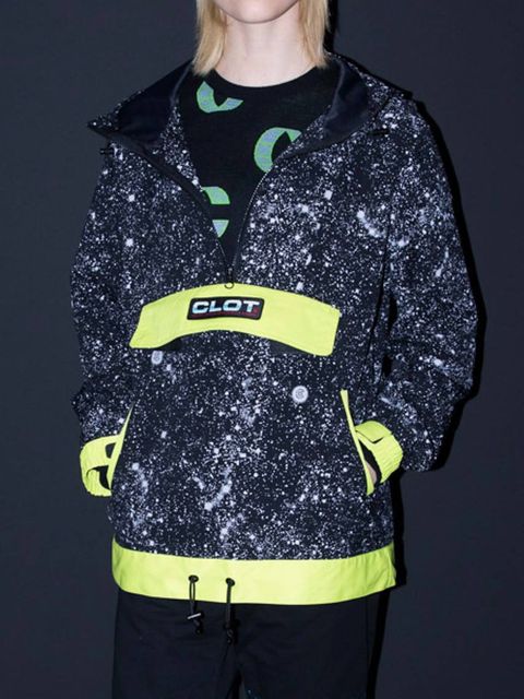 【残り一点】 スタープリント ロゴ アノラックナイロンパーカー CONTRAST COLOR ANORAK - BLACK