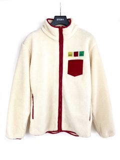 ワッペン装飾 ジップアップ フリースジャケット FLEECE JACKET - CREAM