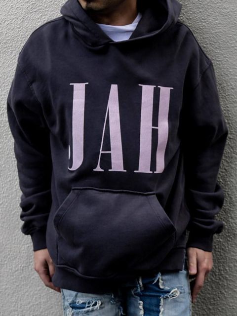 《残り一点》 ”JAH” オーバーサイズロゴフーディ - BLACK×PINK