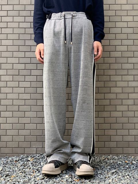 グレンチェック ラインワイドスウェットパンツ - GRAY
