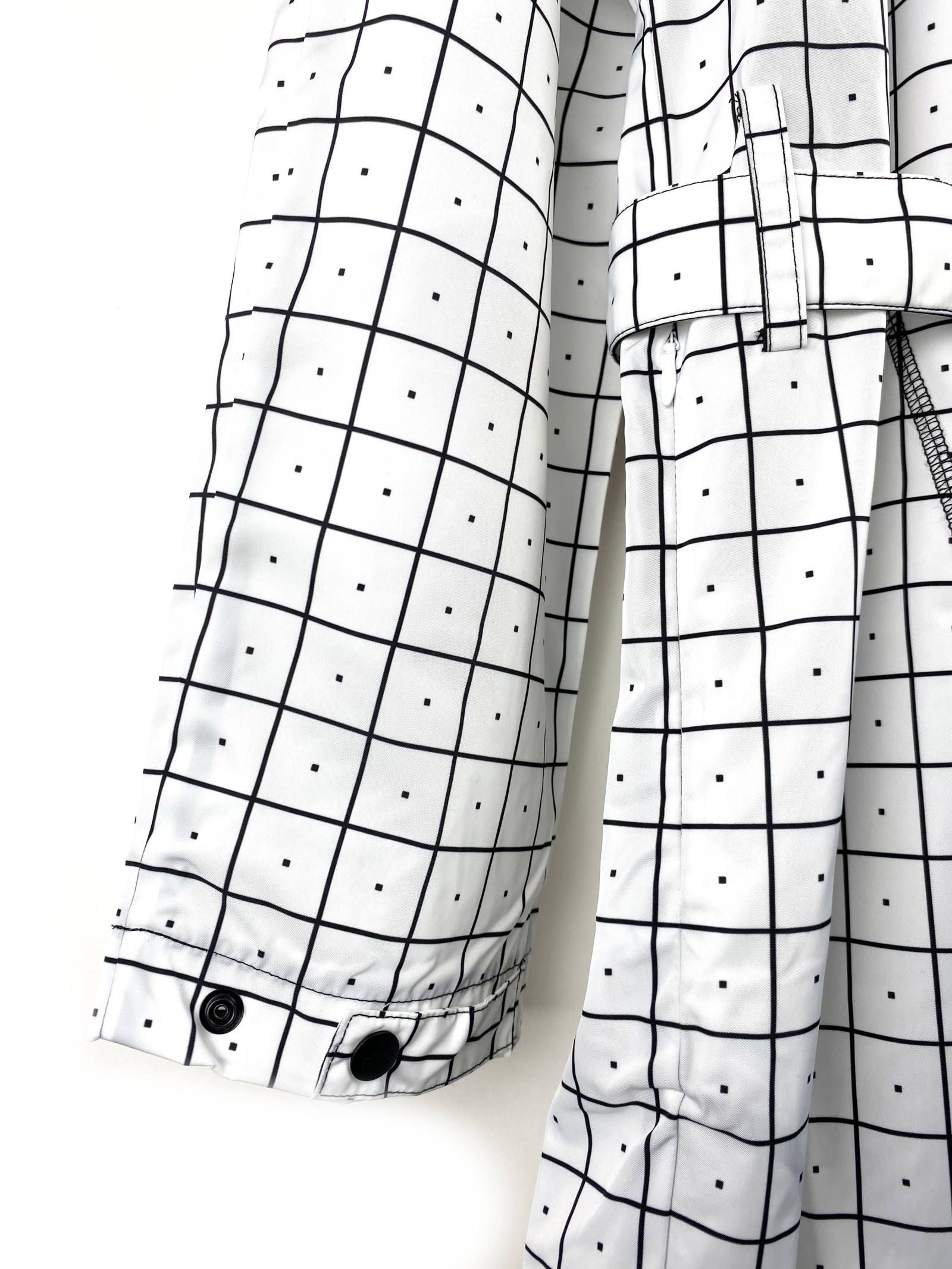 ウィンドウペンチェック ナイロン トレンチコート GRID TRENCH - WHITE
