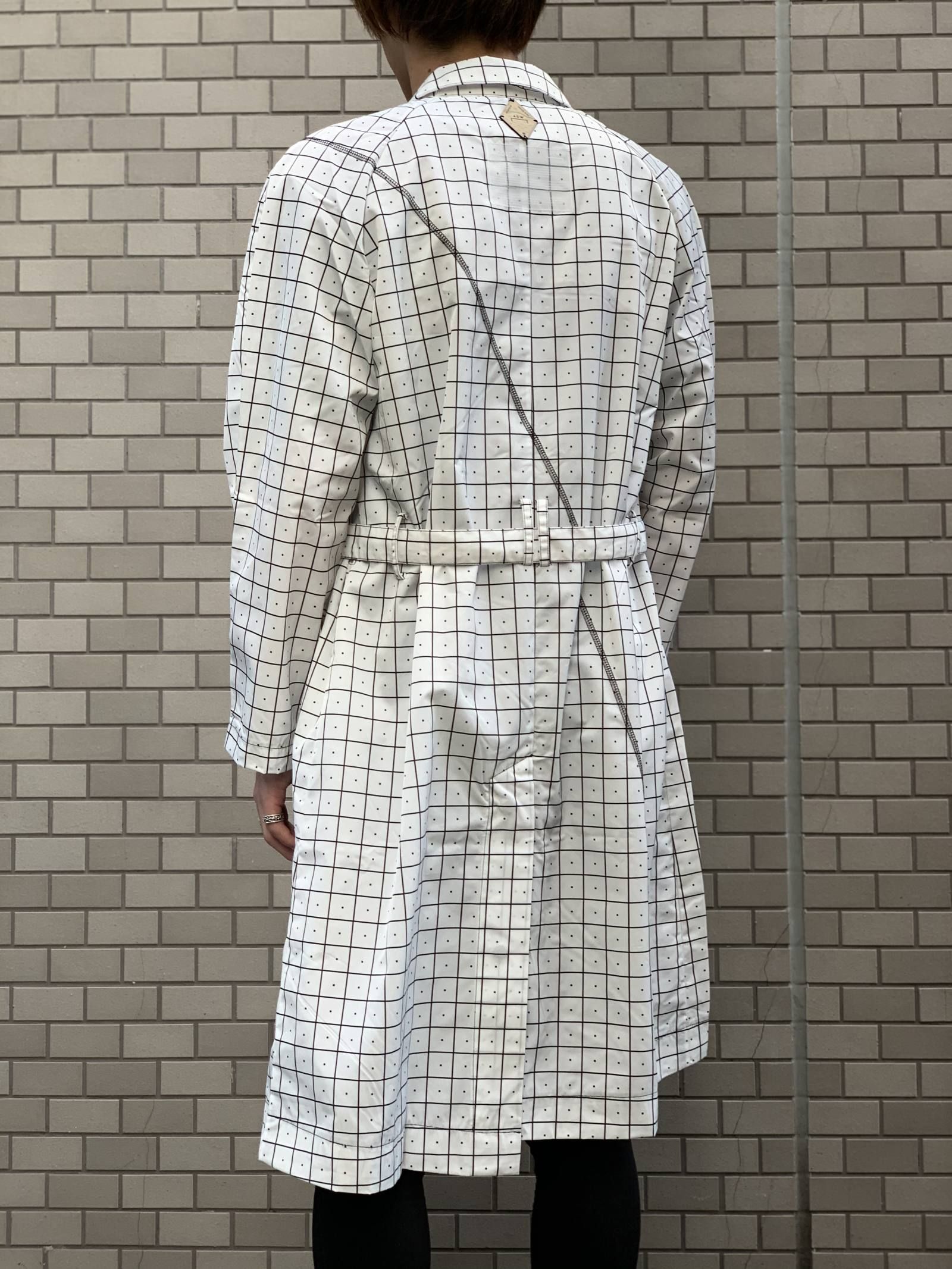 ウィンドウペンチェック ナイロン トレンチコート GRID TRENCH - WHITE