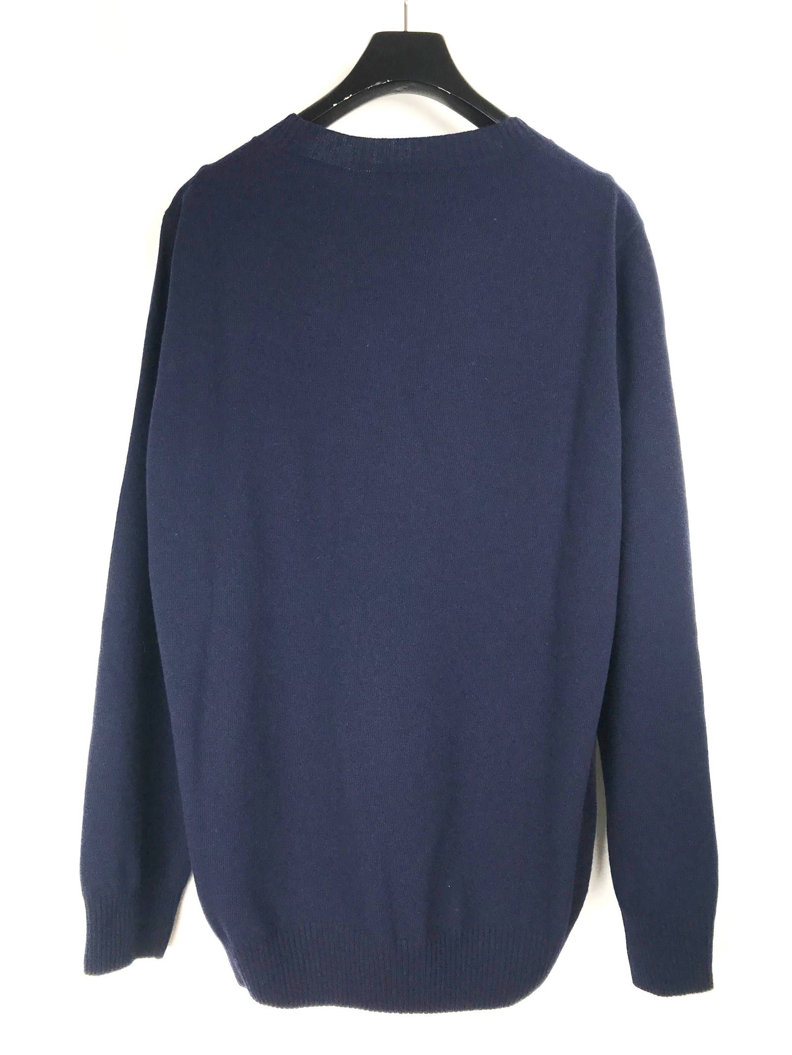 スモールロゴ カシミア クルーネックニット - NAVY