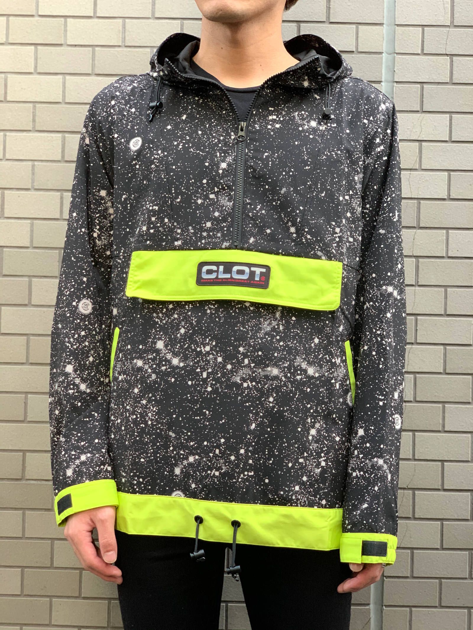 【残り一点】 スタープリント ロゴ アノラックナイロンパーカー CONTRAST COLOR ANORAK - BLACK