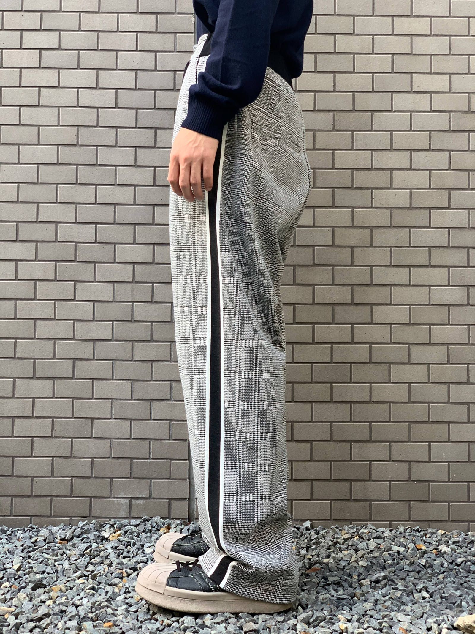 グレンチェック ラインワイドスウェットパンツ - GRAY