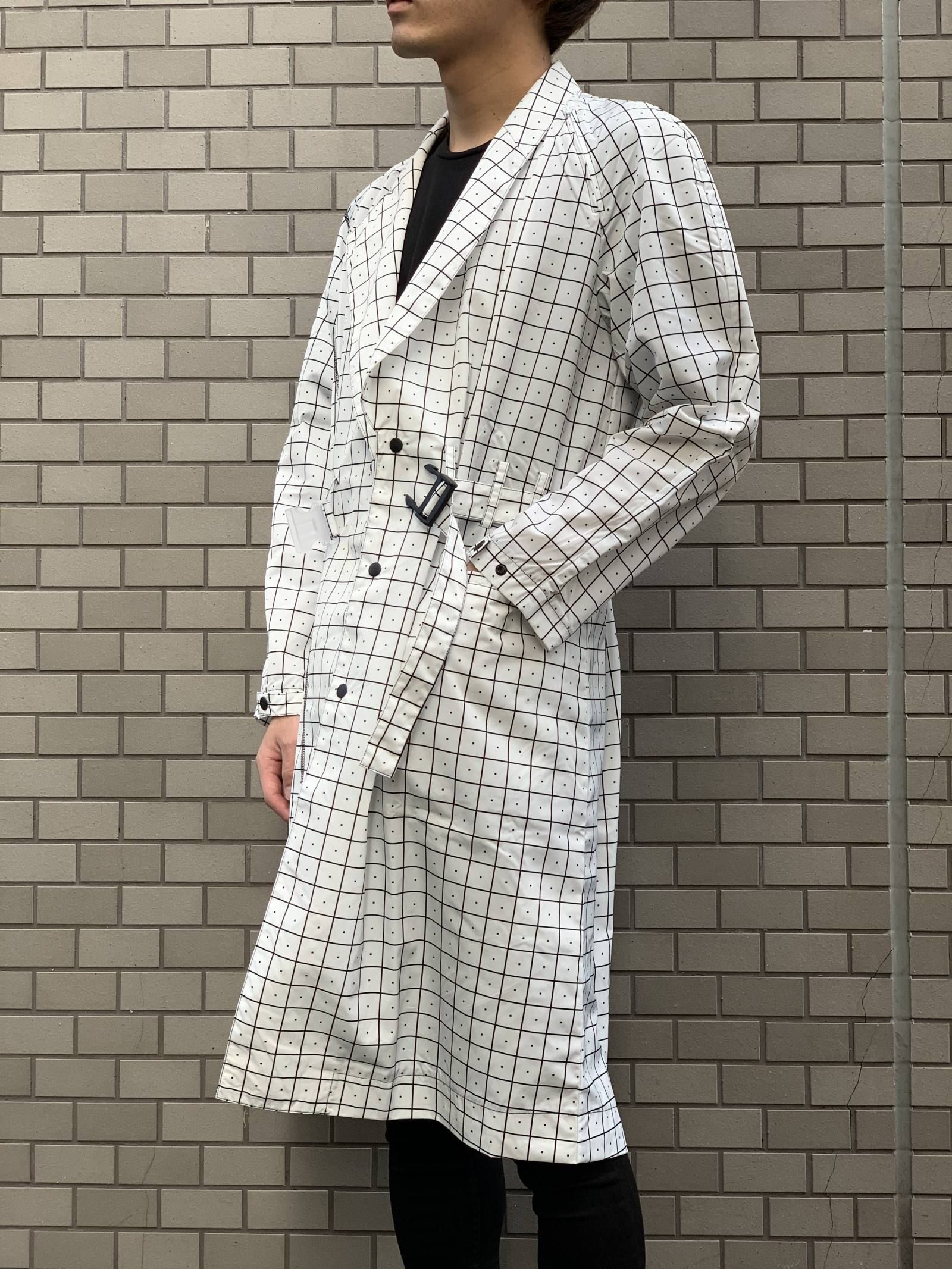 ウィンドウペンチェック ナイロン トレンチコート GRID TRENCH - WHITE
