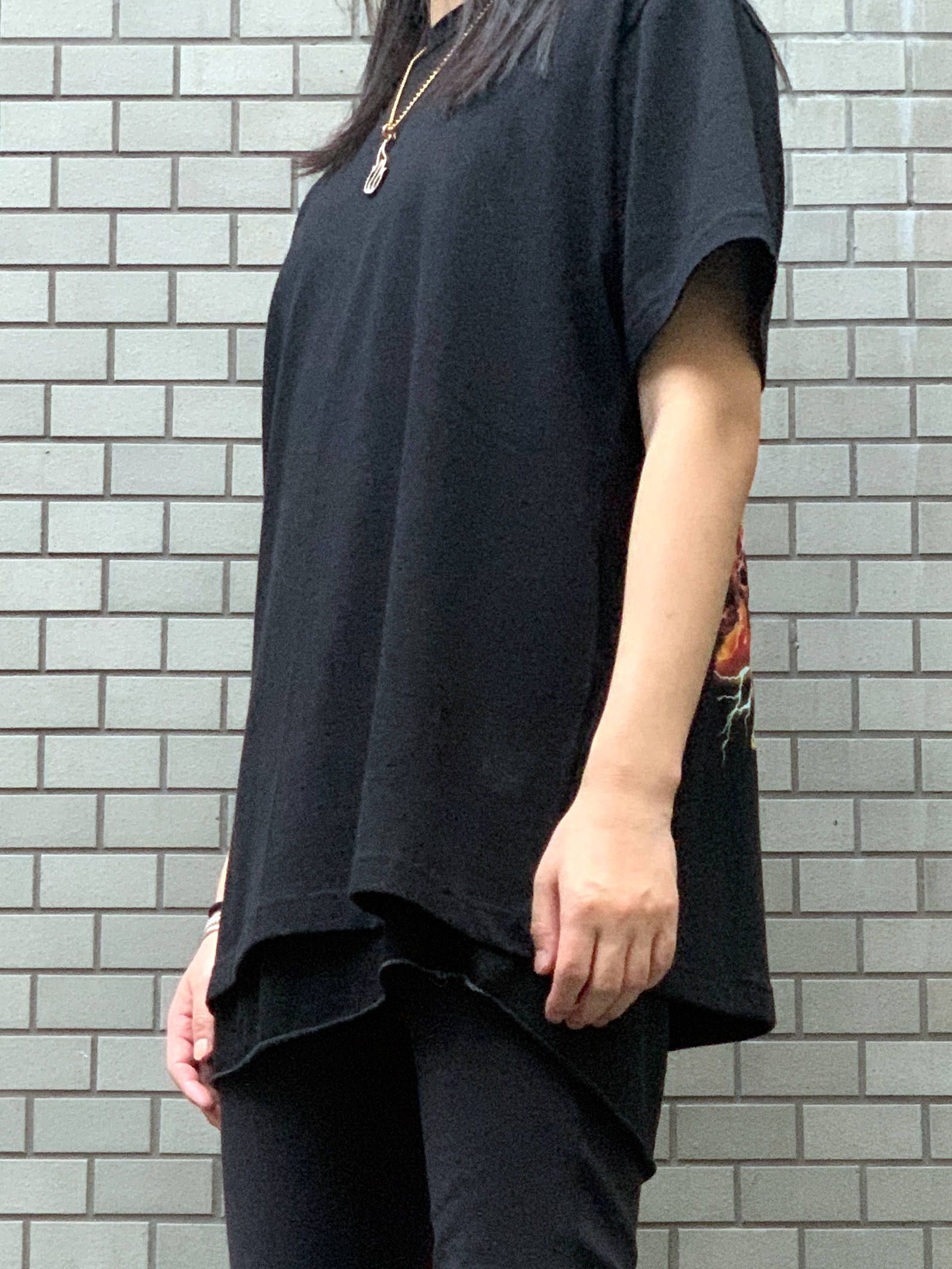 《残り一点》 バックイーグルプリント ショートスリーブカットソー T-SHIRT - BLACK