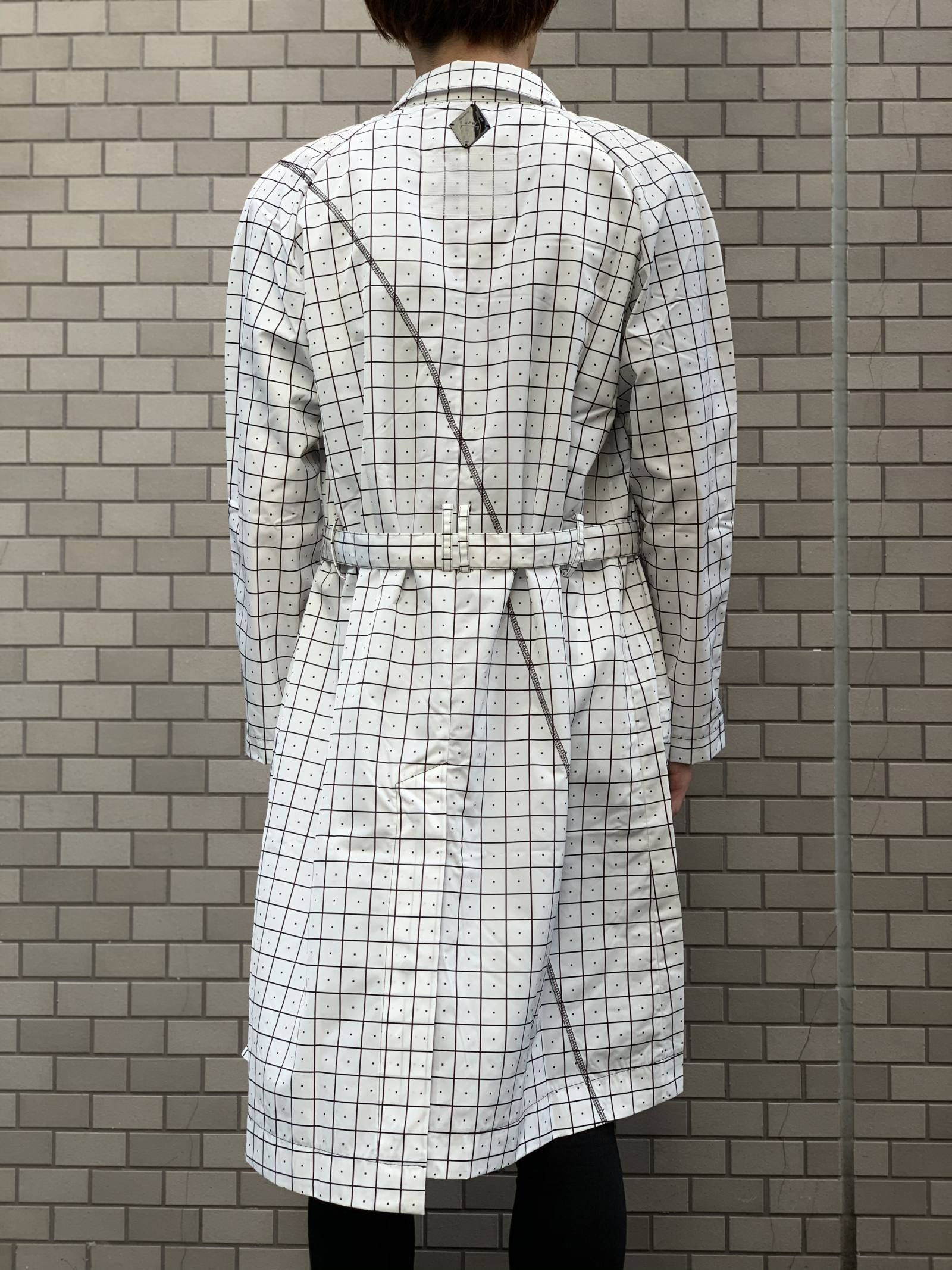 ウィンドウペンチェック ナイロン トレンチコート GRID TRENCH - WHITE