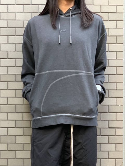 《残り一点》 染め加工 バックロゴ プルオーバーパーカー CLASSIC FLAT OVERLOCK HOODIE - GREY