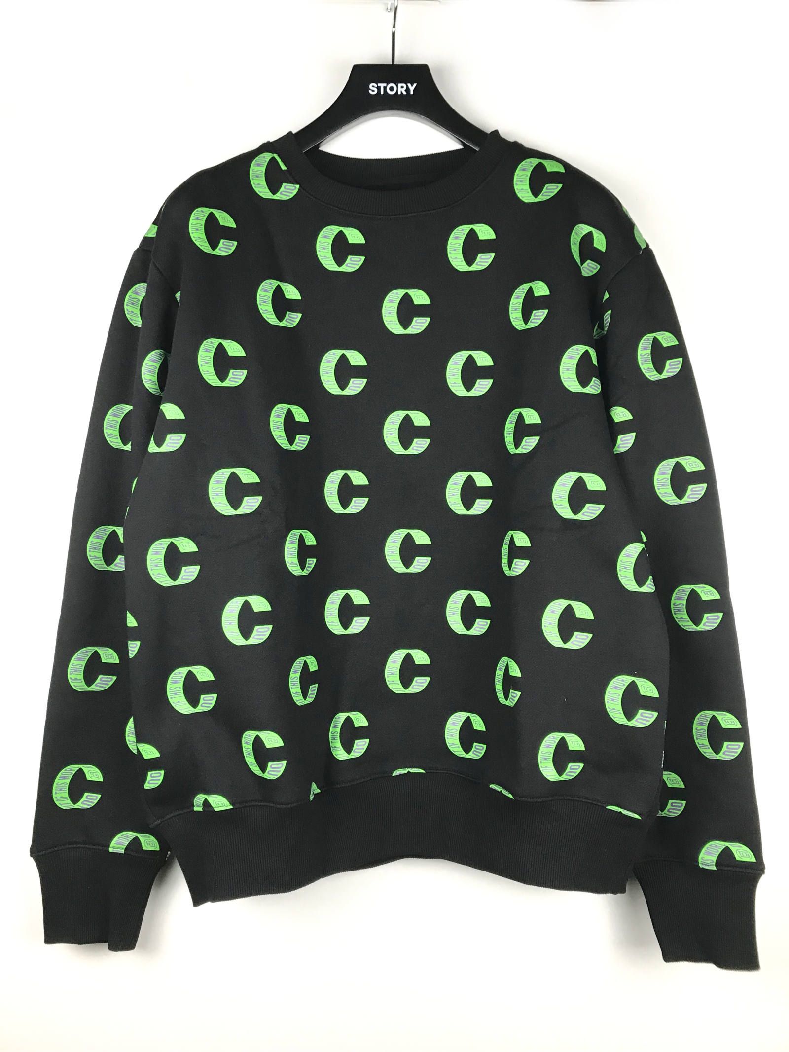 【残り一点】 Cロゴ クルーネック オーバーサイズスウェット OUT OF THIS WORLD LOOP CREWNECK SWEAT - BLACK