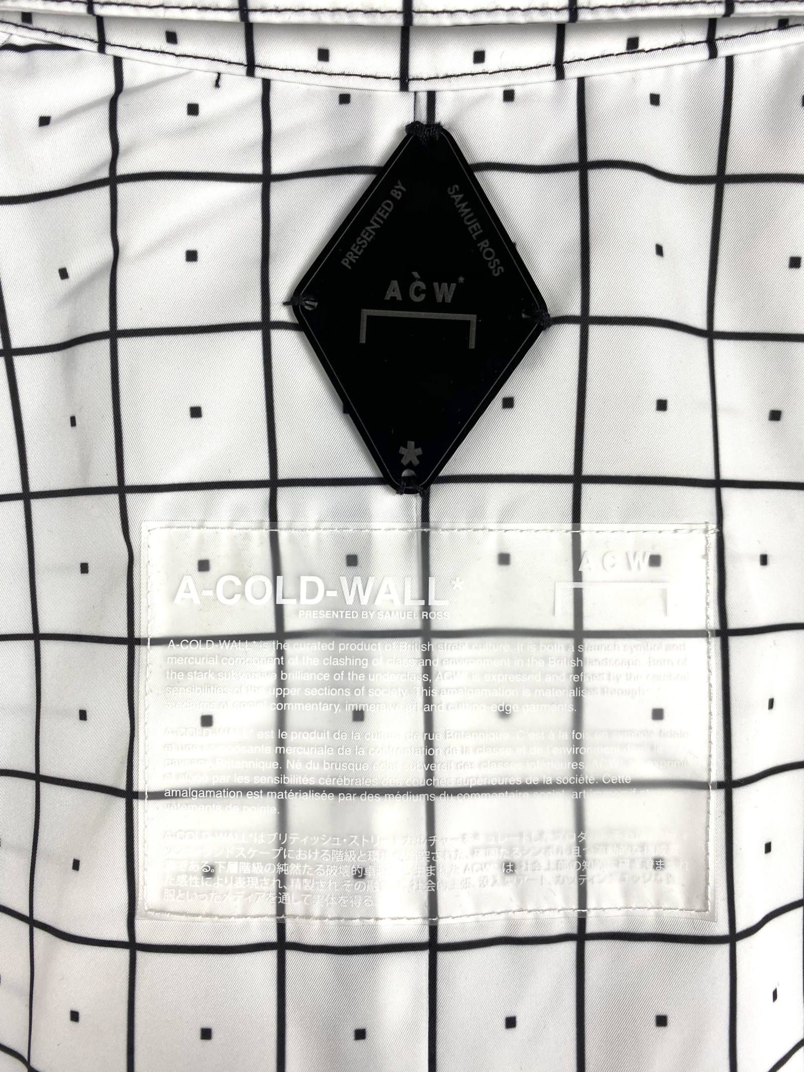 ウィンドウペンチェック ナイロン トレンチコート GRID TRENCH - WHITE