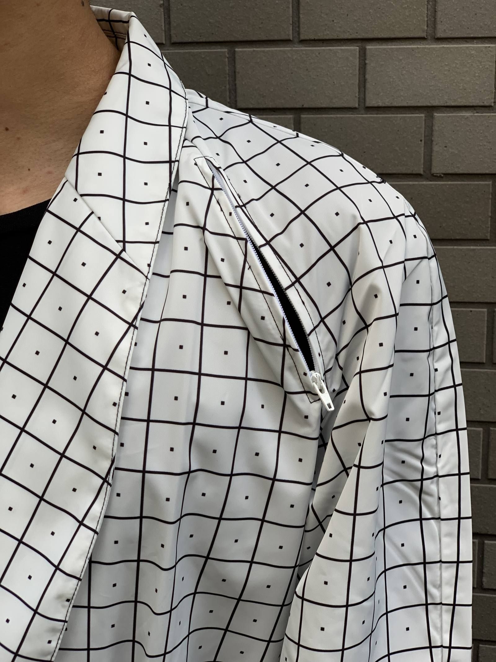 ウィンドウペンチェック ナイロン トレンチコート GRID TRENCH - WHITE