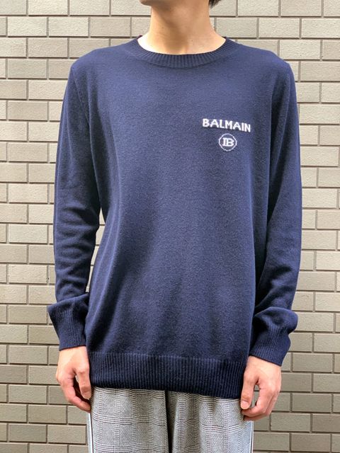スモールロゴ カシミア クルーネックニット - NAVY