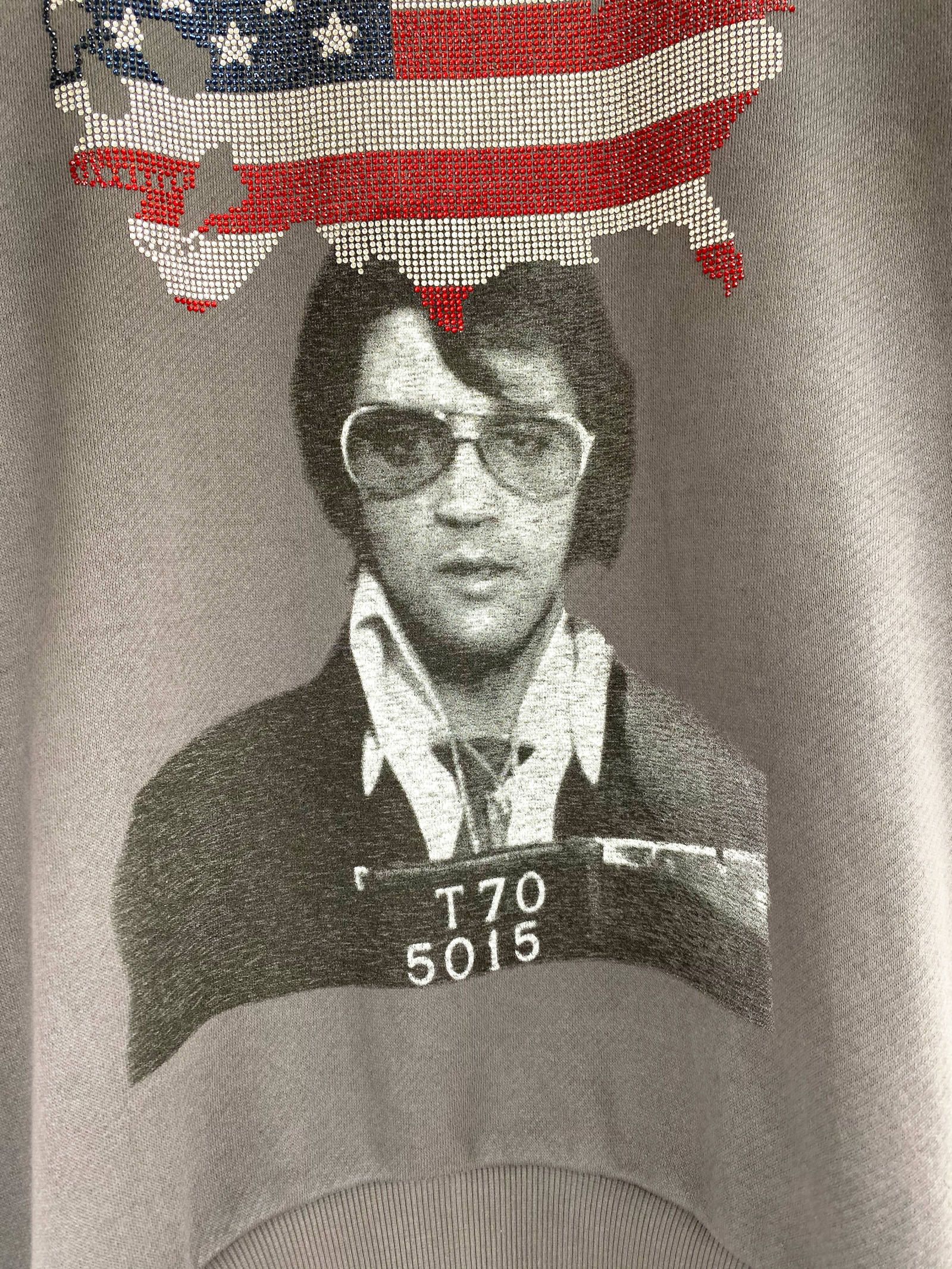 ラインストーン スカルUSA クルーネックスウェット USA SKULL ELVIS PULLOVE - GREY