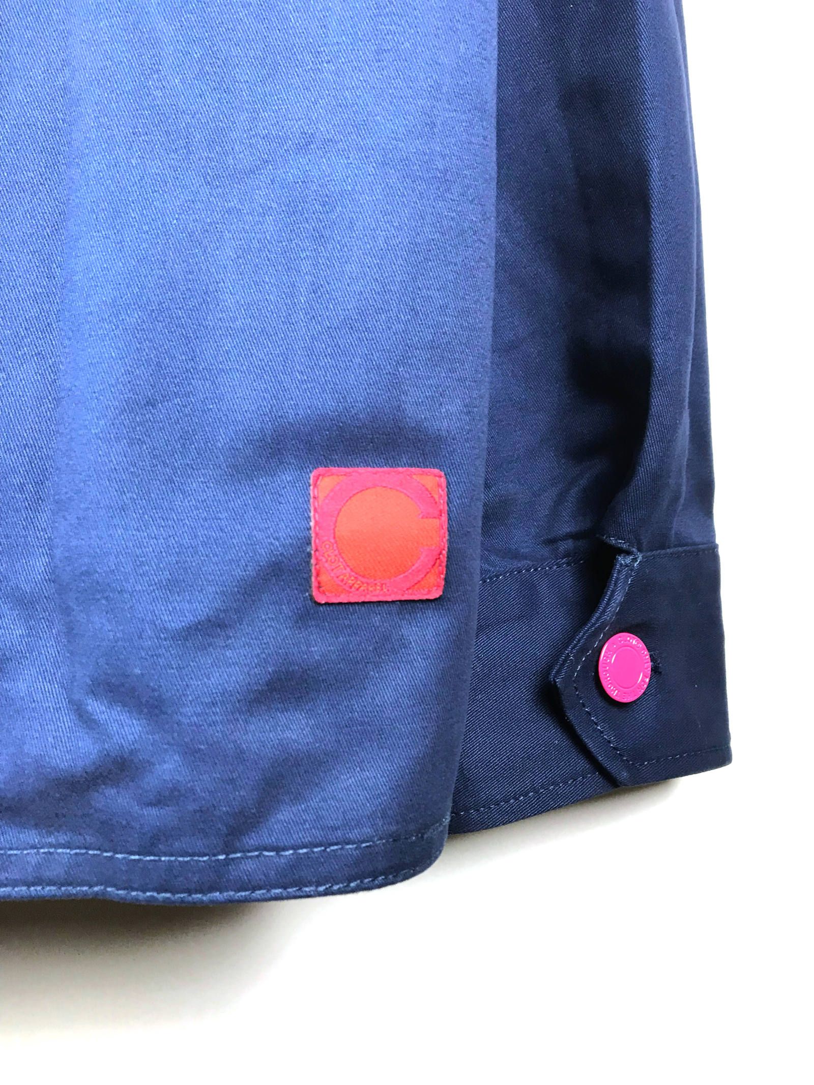 【残り一点】 バックプリント パッチ装飾カバーオール ジャケット APPLIQUE CHORE JACKET - NAVY