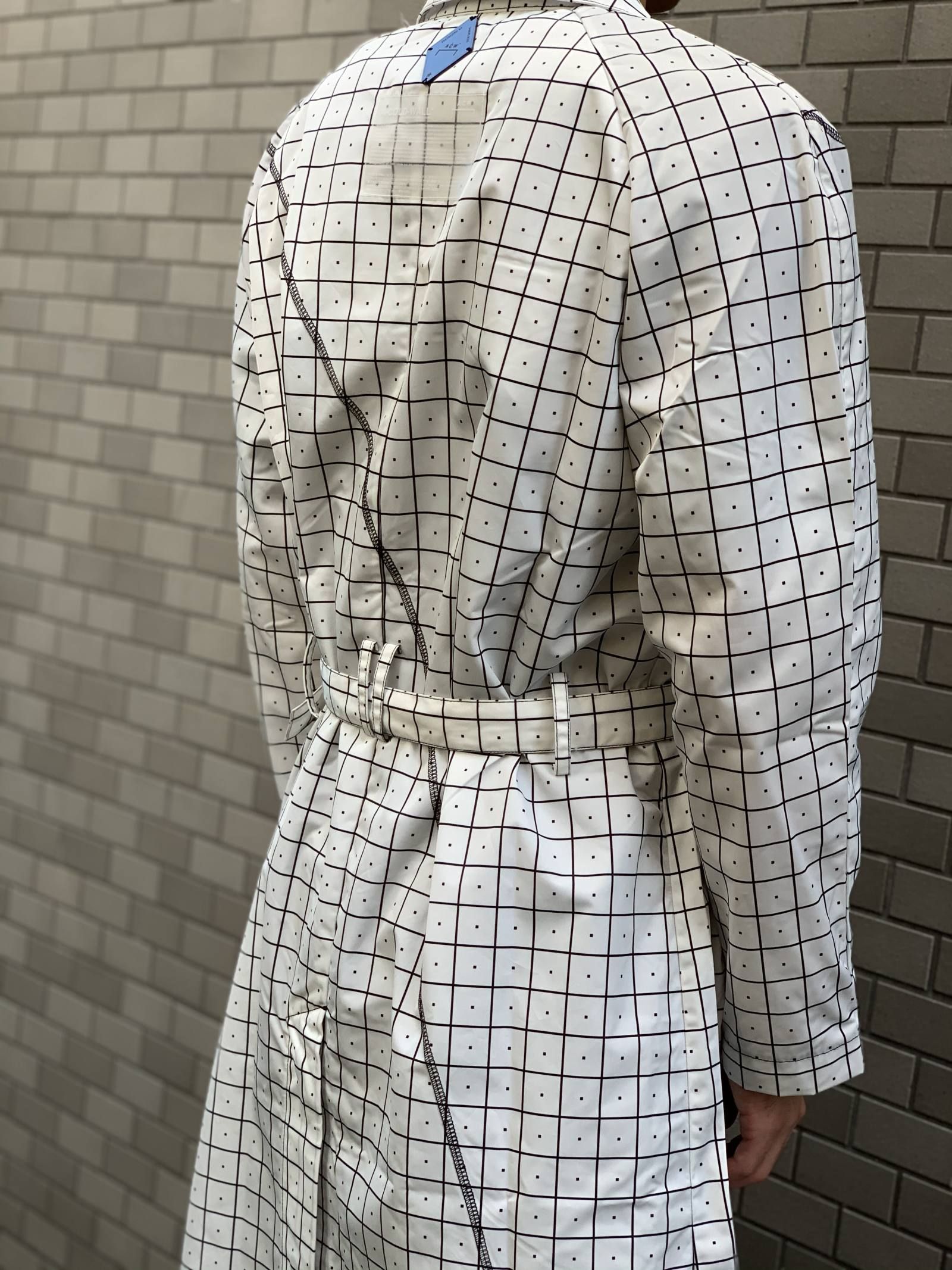 ウィンドウペンチェック ナイロン トレンチコート GRID TRENCH - WHITE