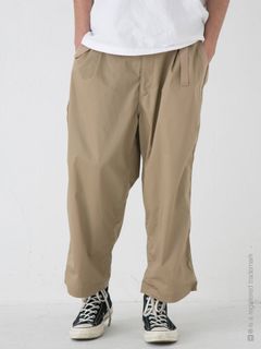 【中村倫也着用】 ダブルベルトトラウザーズ ワイドパンツ W BELT TROUSERS - BEIGE