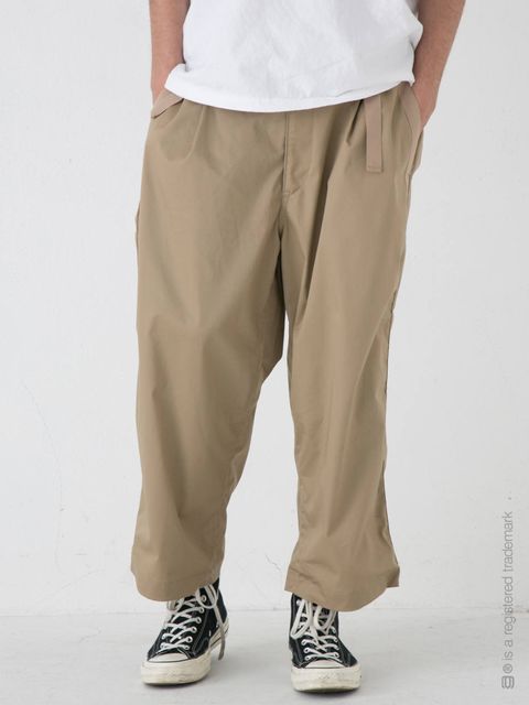 【中村倫也着用】 ダブルベルトトラウザーズ ワイドパンツ W BELT TROUSERS - BEIGE