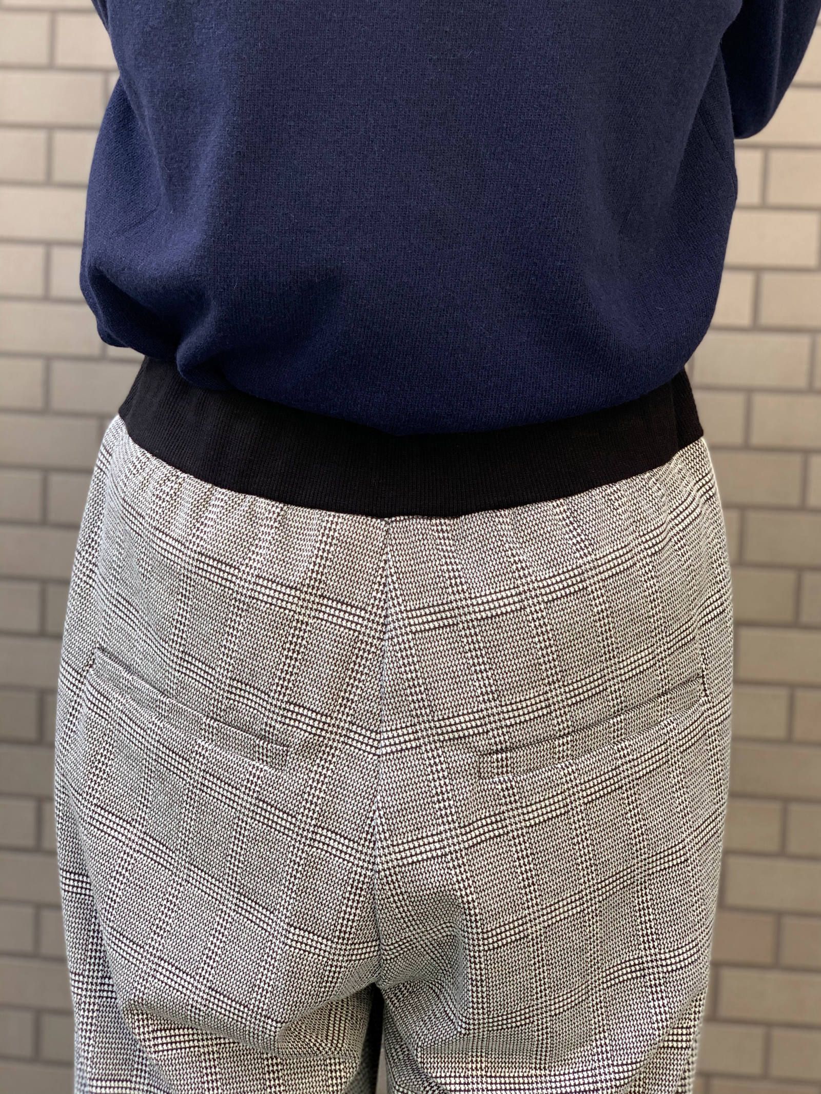 グレンチェック ラインワイドスウェットパンツ - GRAY