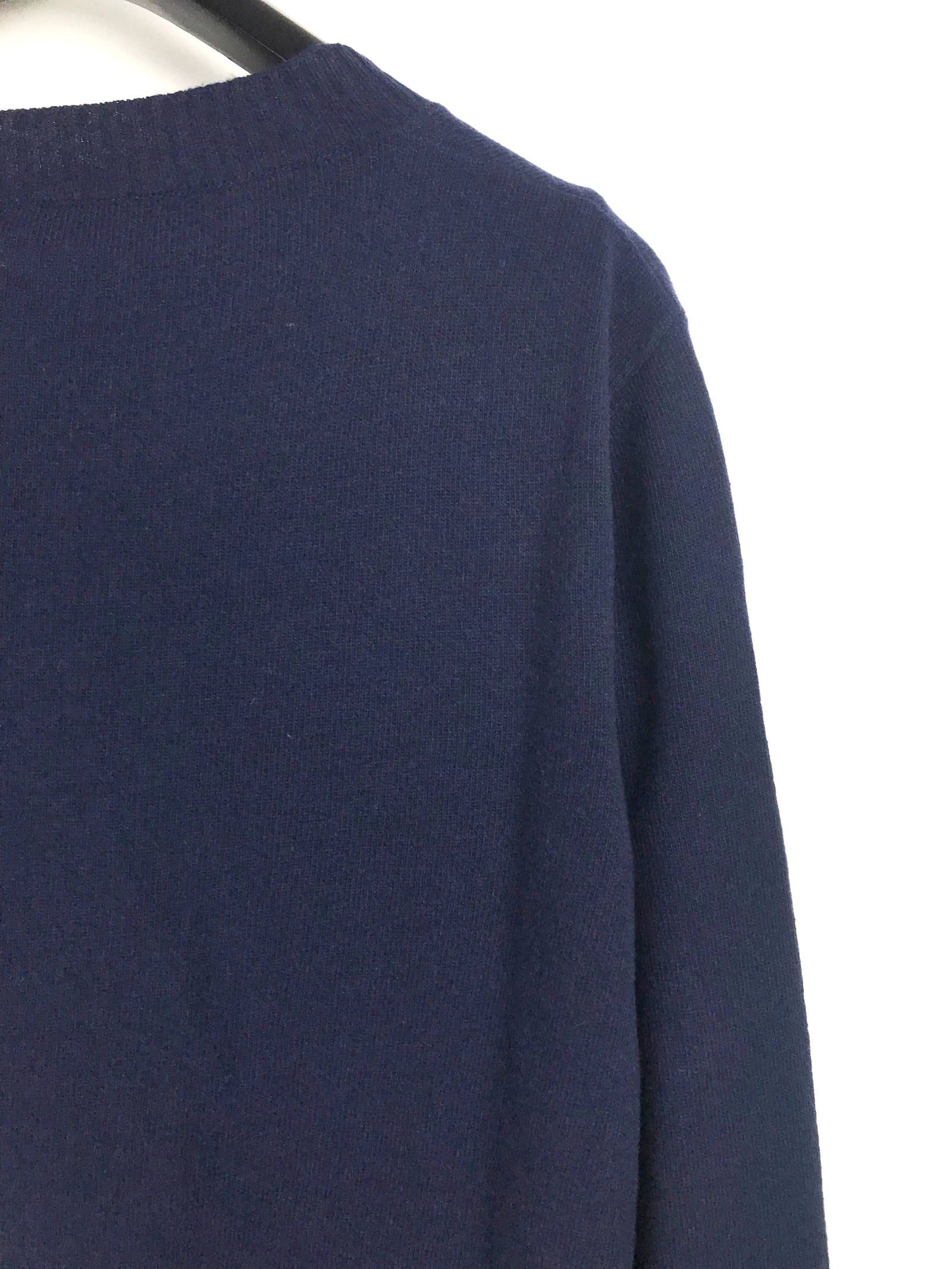 スモールロゴ カシミア クルーネックニット - NAVY