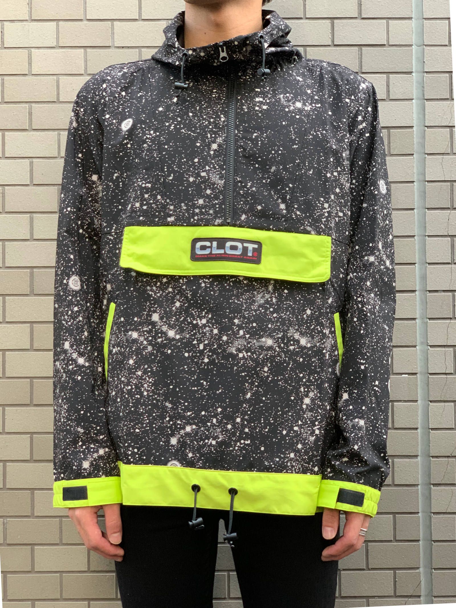 【残り一点】 スタープリント ロゴ アノラックナイロンパーカー CONTRAST COLOR ANORAK - BLACK