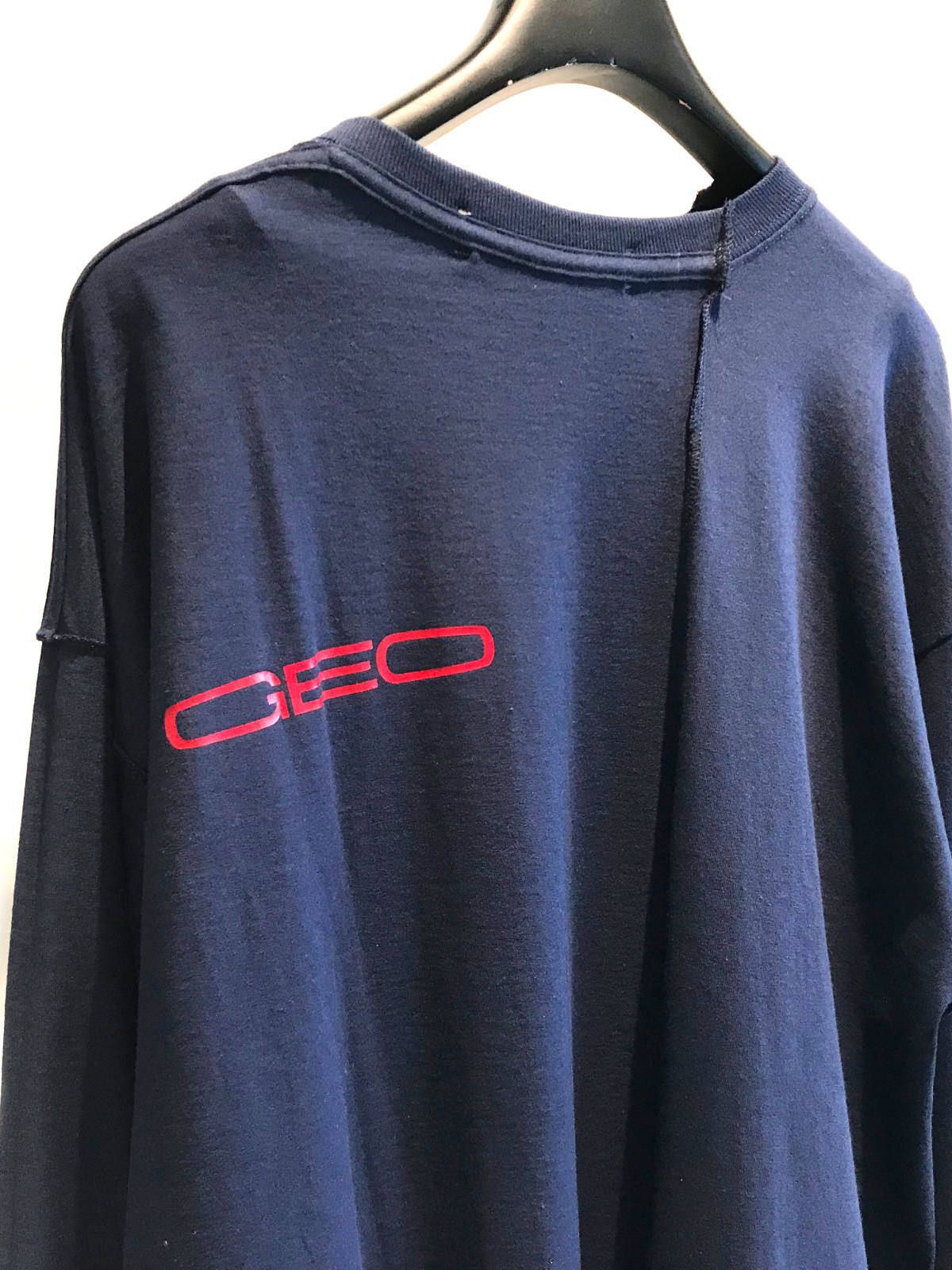 【残り一点】 切替 サークルプリント 長袖カットソー - NAVY
