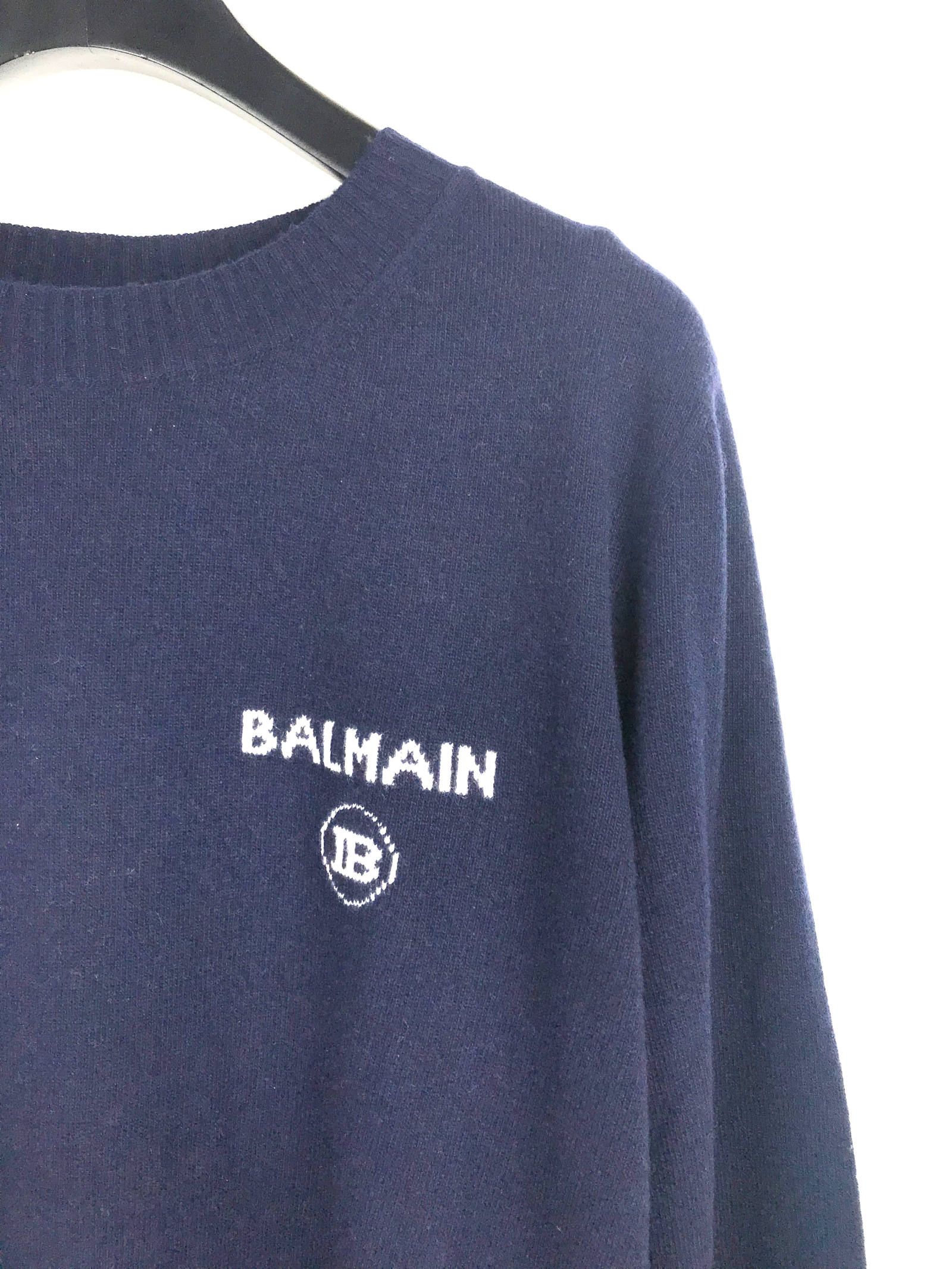 スモールロゴ カシミア クルーネックニット - NAVY