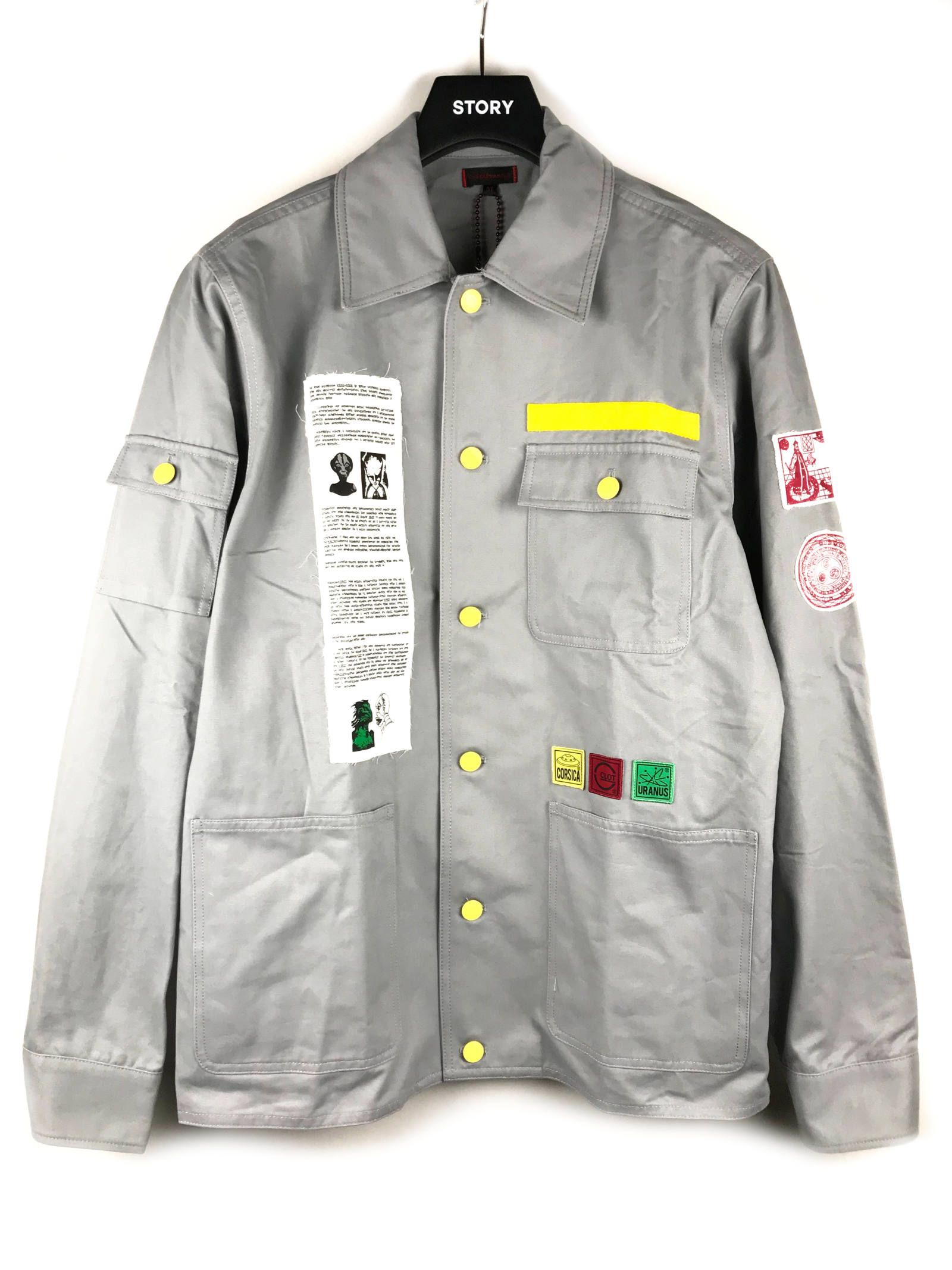 バックプリント パッチ装飾カバーオール ジャケット APPLIQUE CHORE JACKET - GRAY