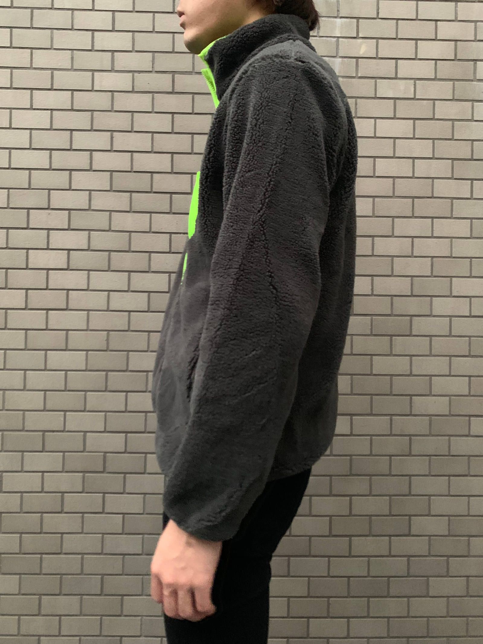 《残り一点》 ワッペン装飾 ジップアップ フリースジャケット FLEECE JACKET - GREY
