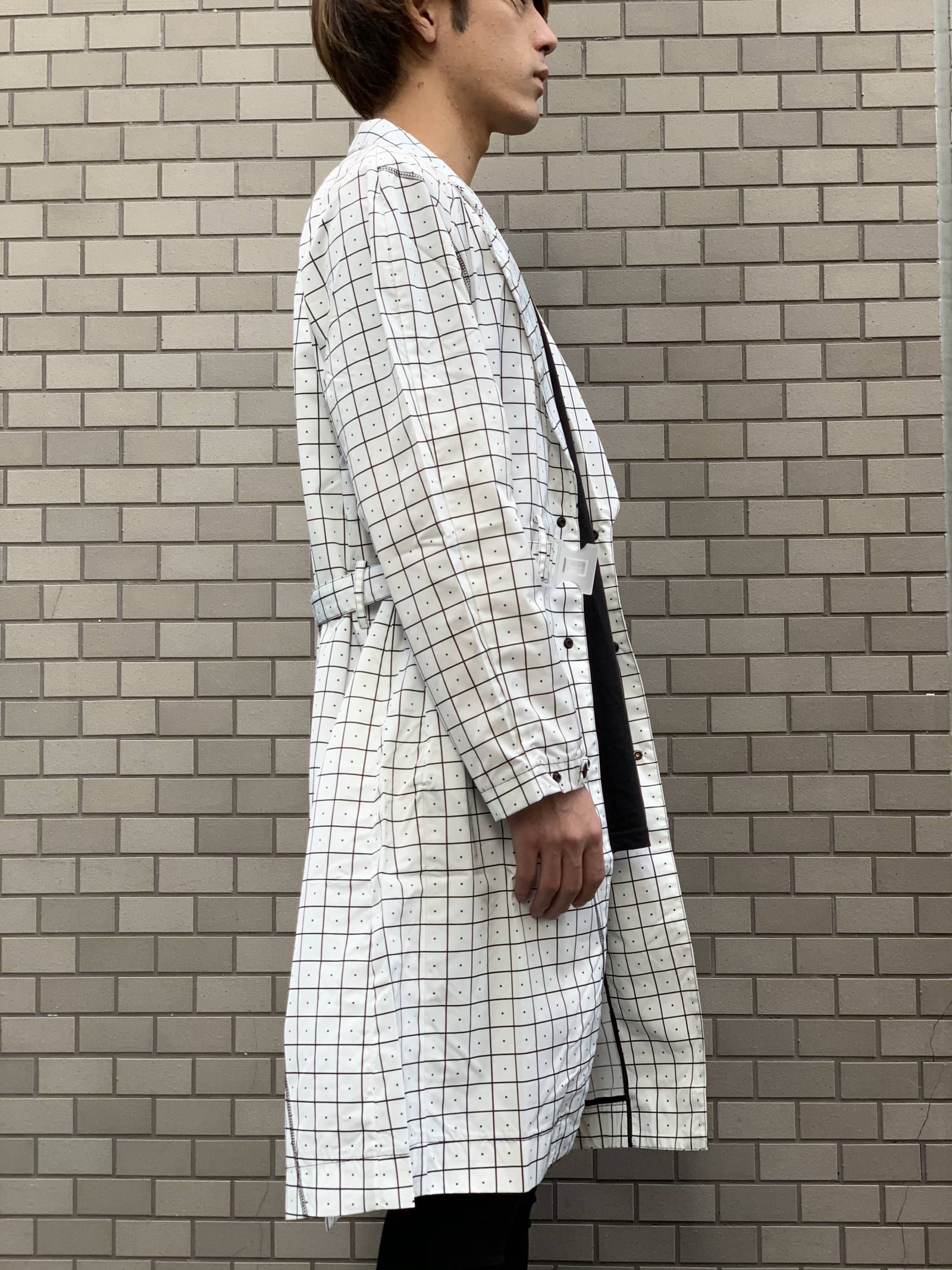 ウィンドウペンチェック ナイロン トレンチコート GRID TRENCH - WHITE