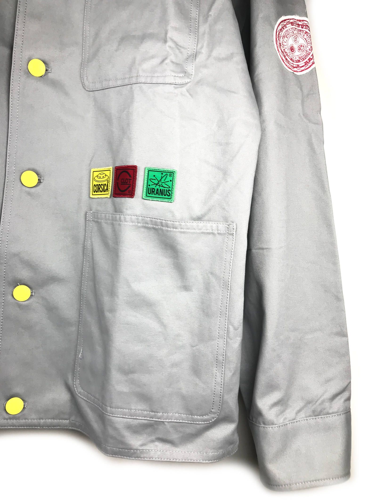 バックプリント パッチ装飾カバーオール ジャケット APPLIQUE CHORE JACKET - GRAY