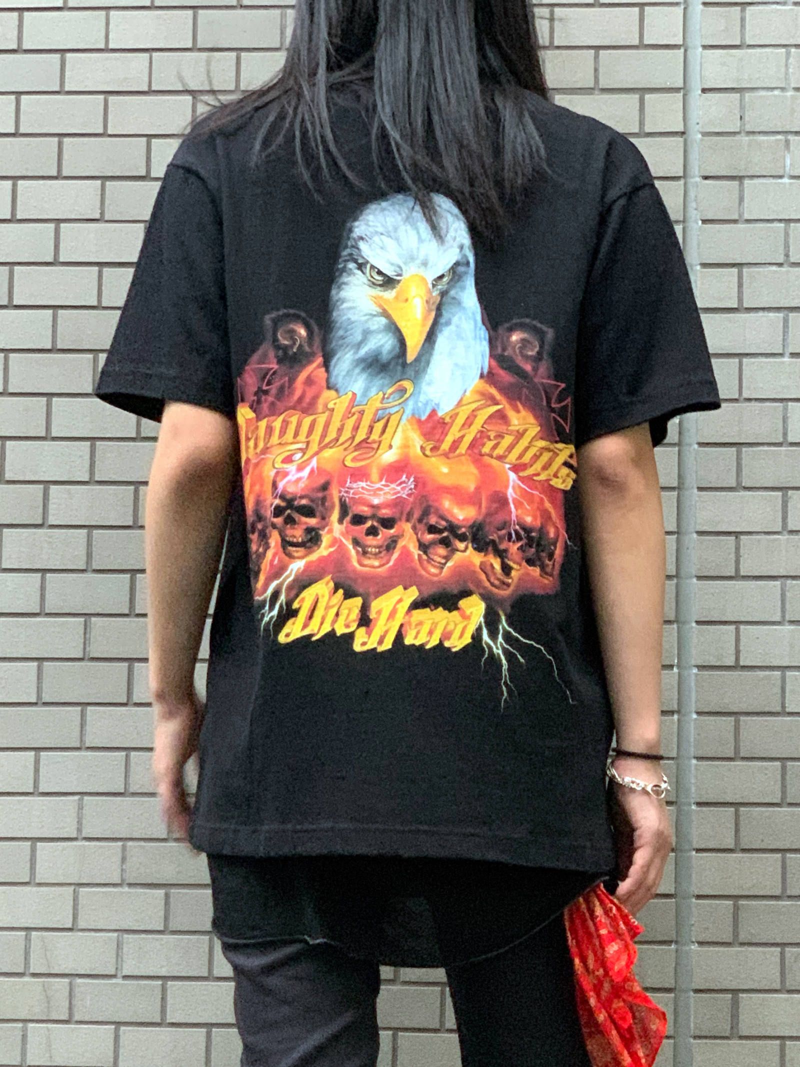 《残り一点》 バックイーグルプリント ショートスリーブカットソー T-SHIRT - BLACK