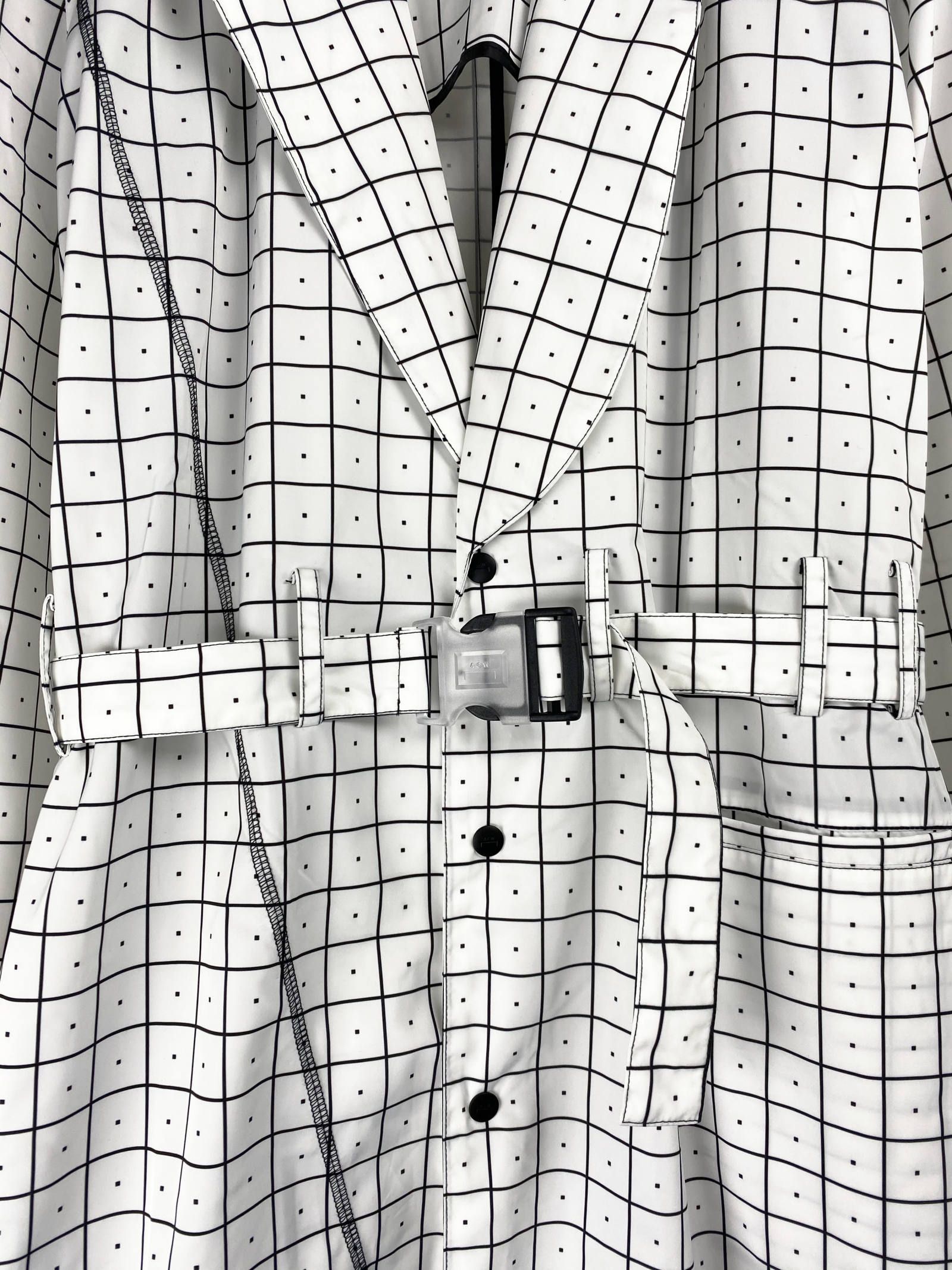 ウィンドウペンチェック ナイロン トレンチコート GRID TRENCH - WHITE